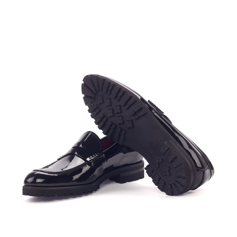 Black patent leather loafers for women, featured in Marina Ladies Loafers collection