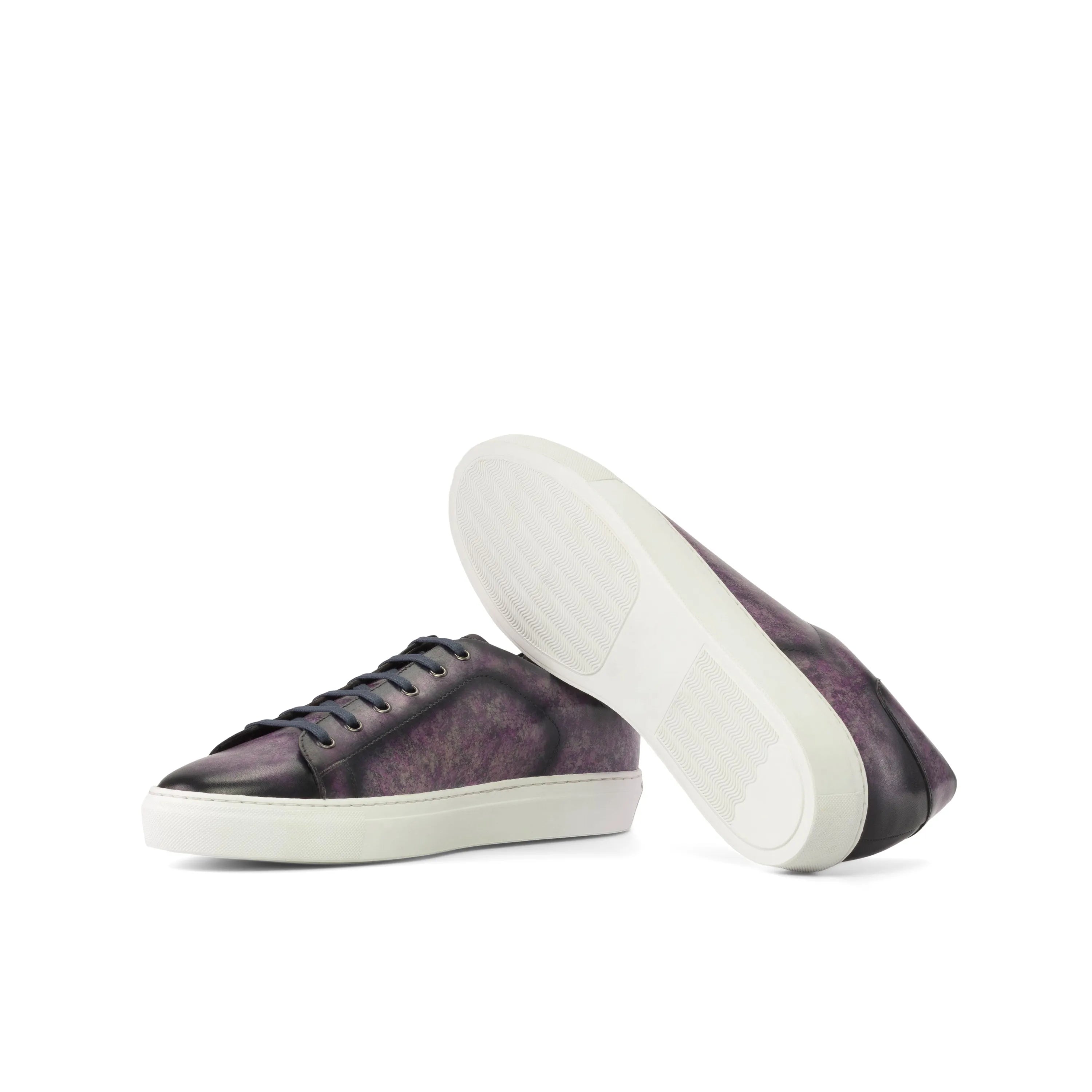 Pair of purple leather MarkT Trainer Patina Sneakers with cupsole design for stylish comfort