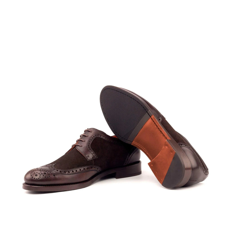 Brown leather and suede Marlene Ladies Derby Wingtip II shoes with wingtip blucher design