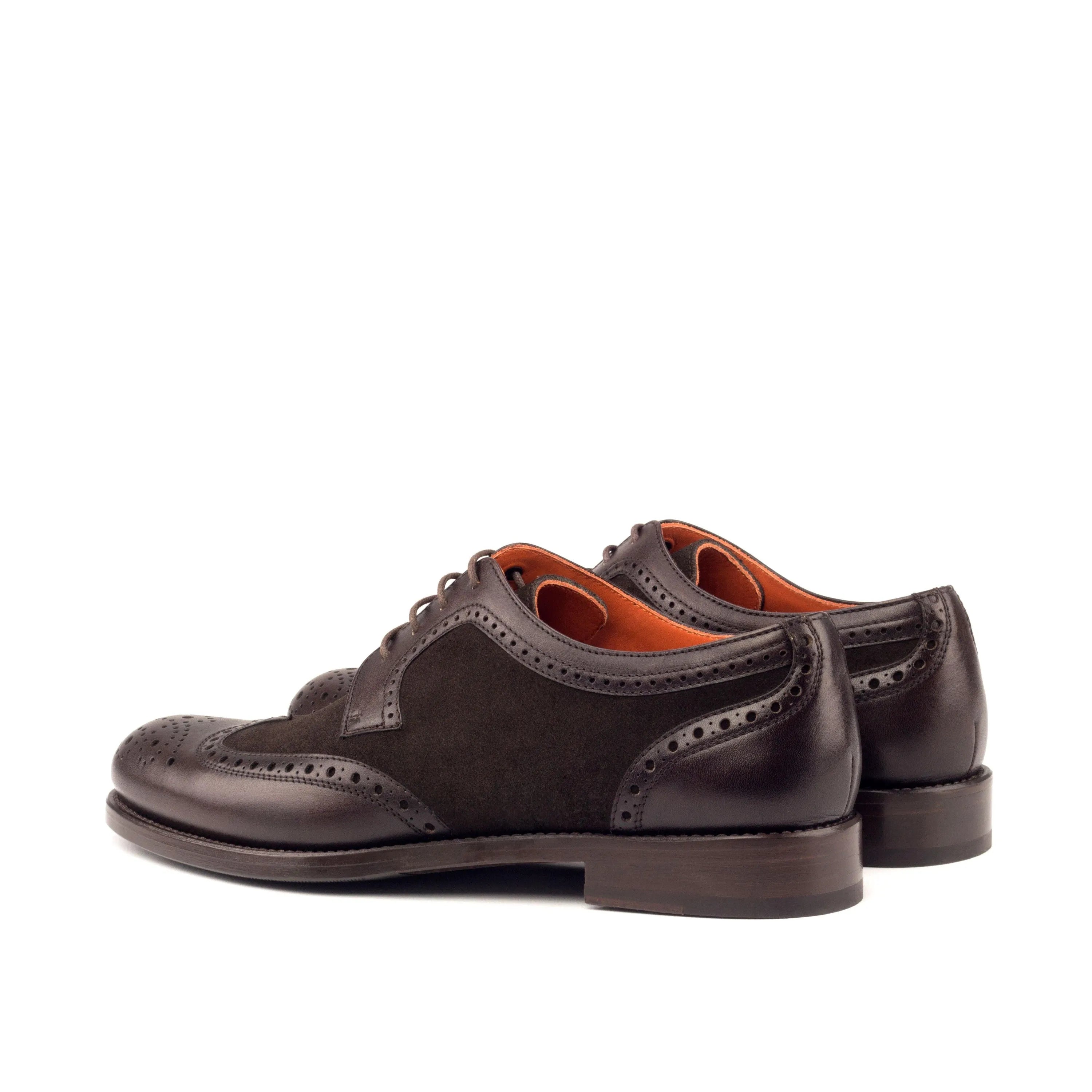 Brown leather and suede Marlene Ladies Derby Wingtip shoes with classic wingtip blucher design