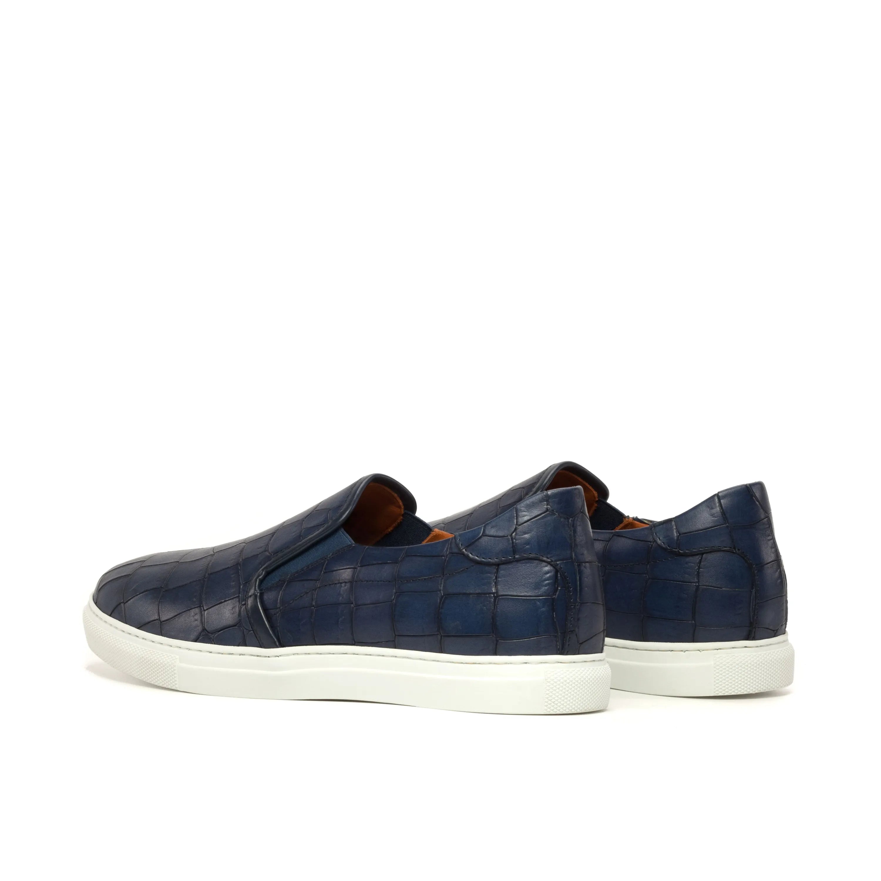Blue leather Marlos slip-on sneakers, luxury bespoke shoes for men