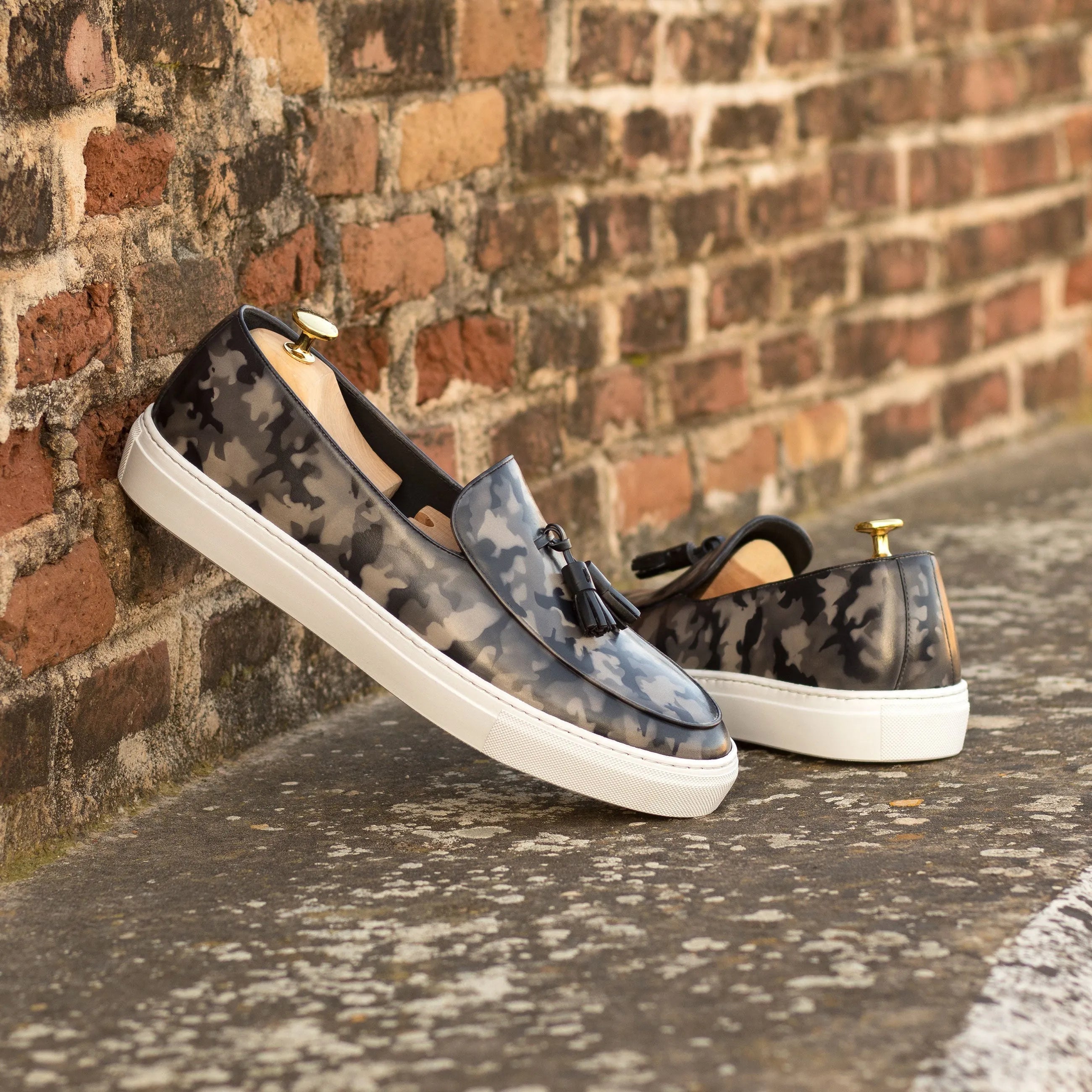 Camo-patterned leather loafers from the Martin Patina Belgian sneaker collection