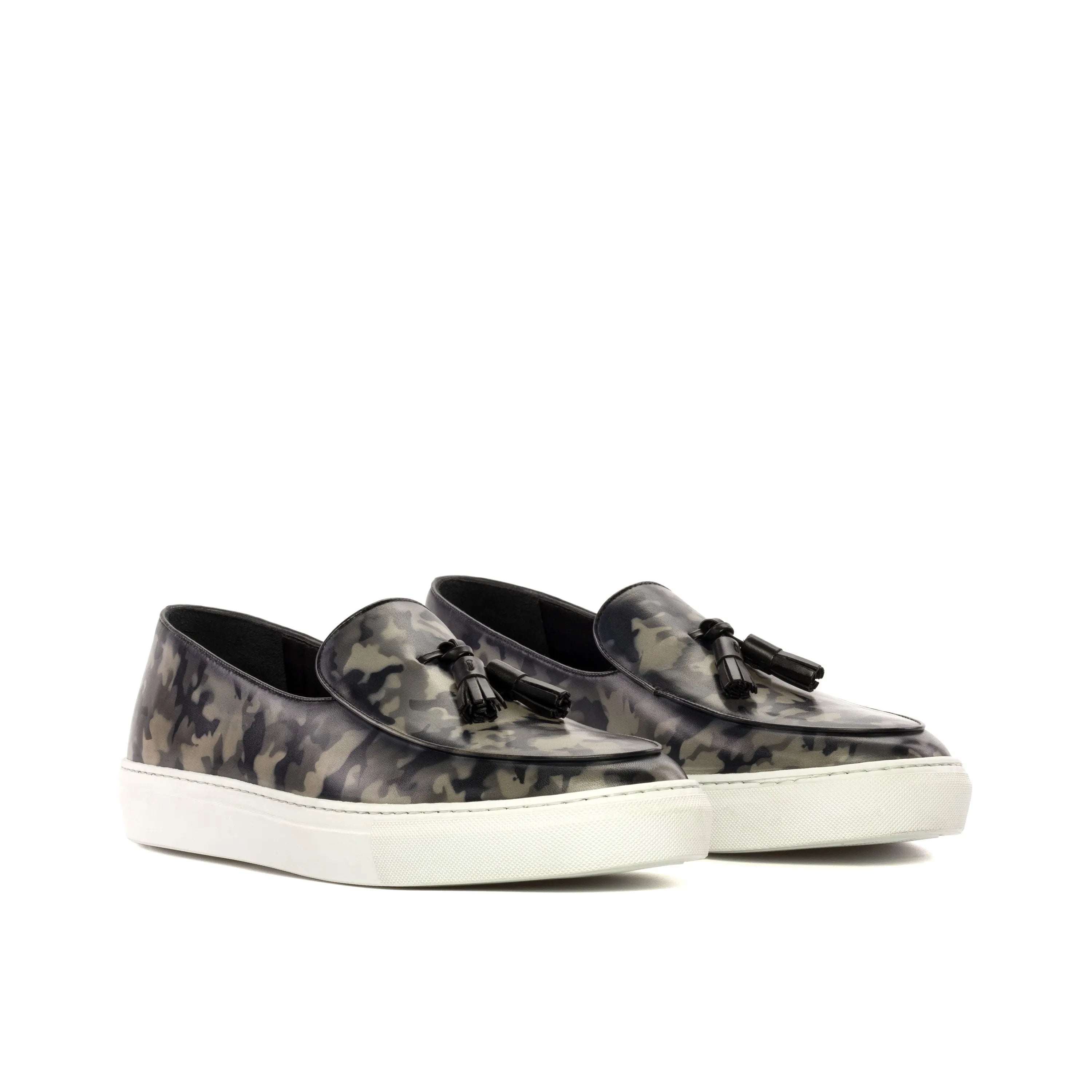 Camouflage tassel loafers from the Martin Patina Belgian sneaker collection