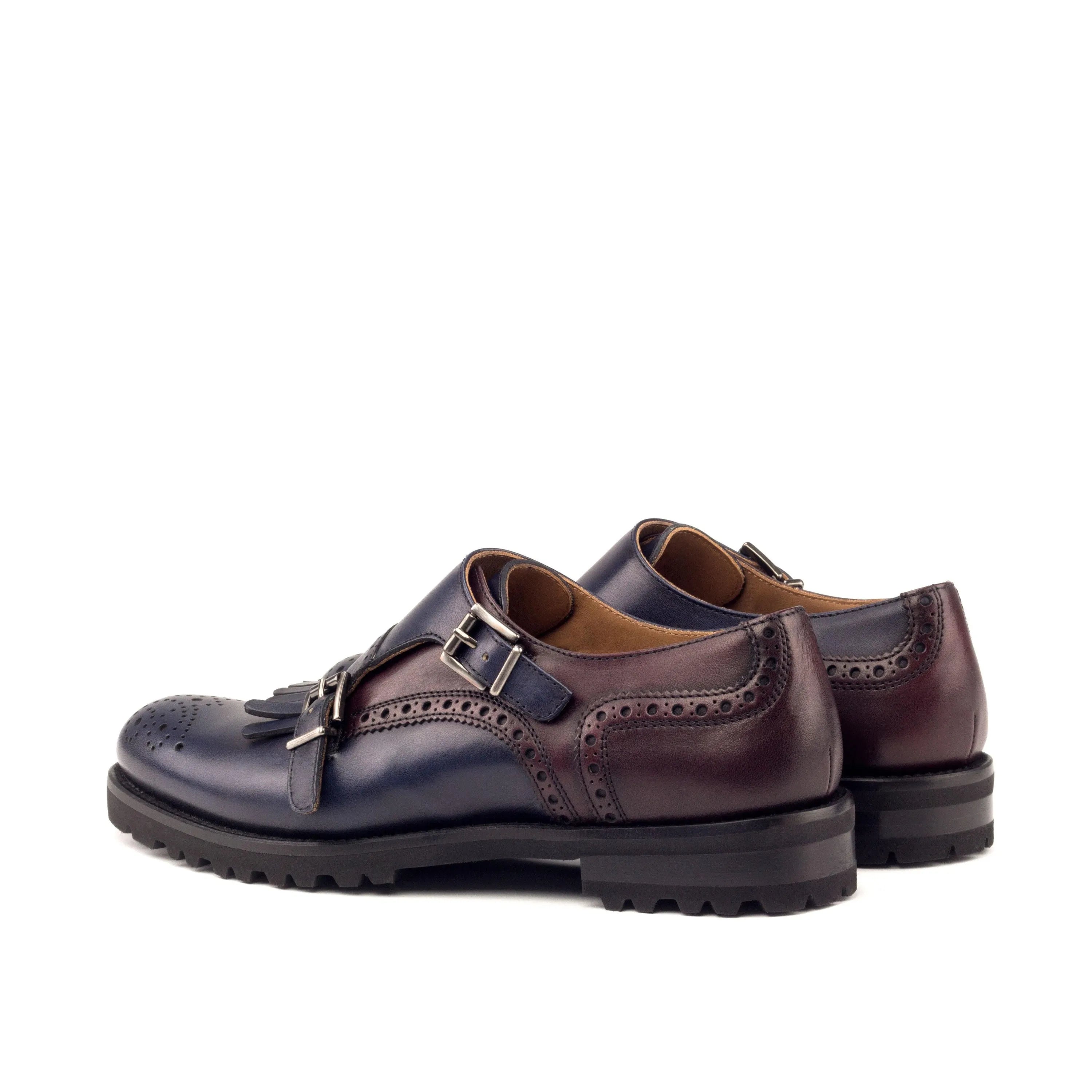 Two-toned leather monk strap shoes from Maryet Kiltie Ladies collection in painted calf