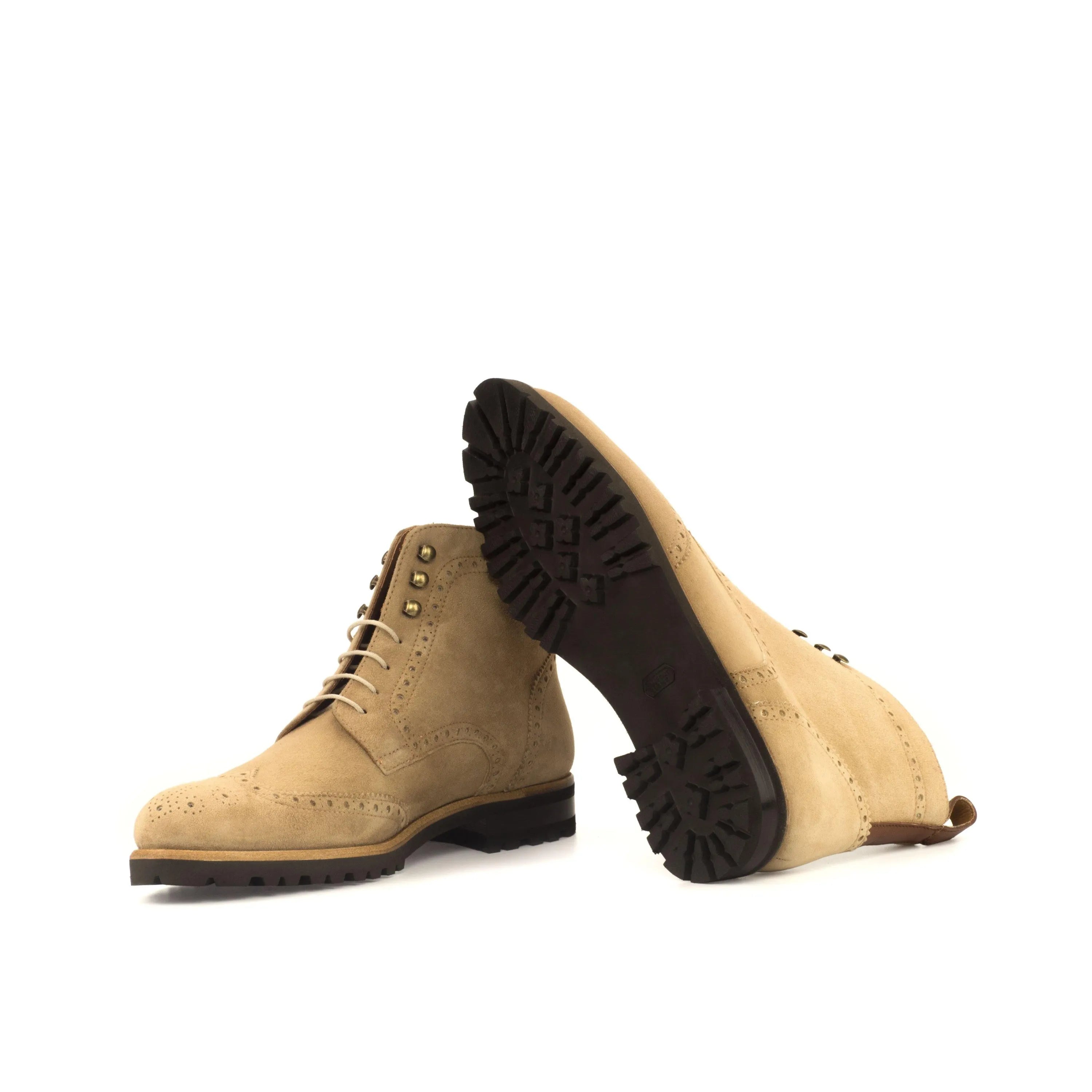 Tan suede wingtip boots from Mayas Ladies Military Brogue Boots II collection