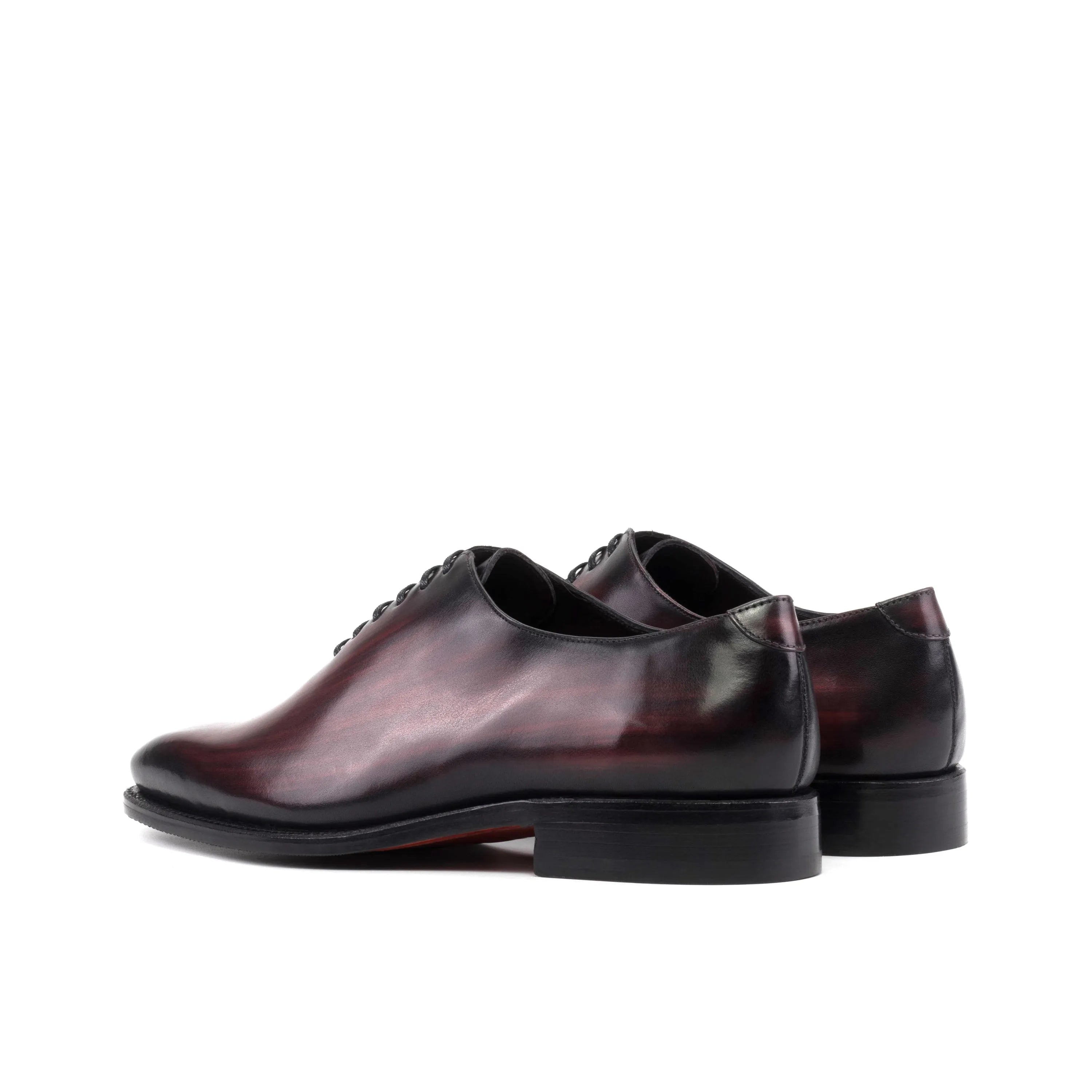 Burgundy leather Mercure Patina Wholecut shoes showcasing elegant craftsmanship
