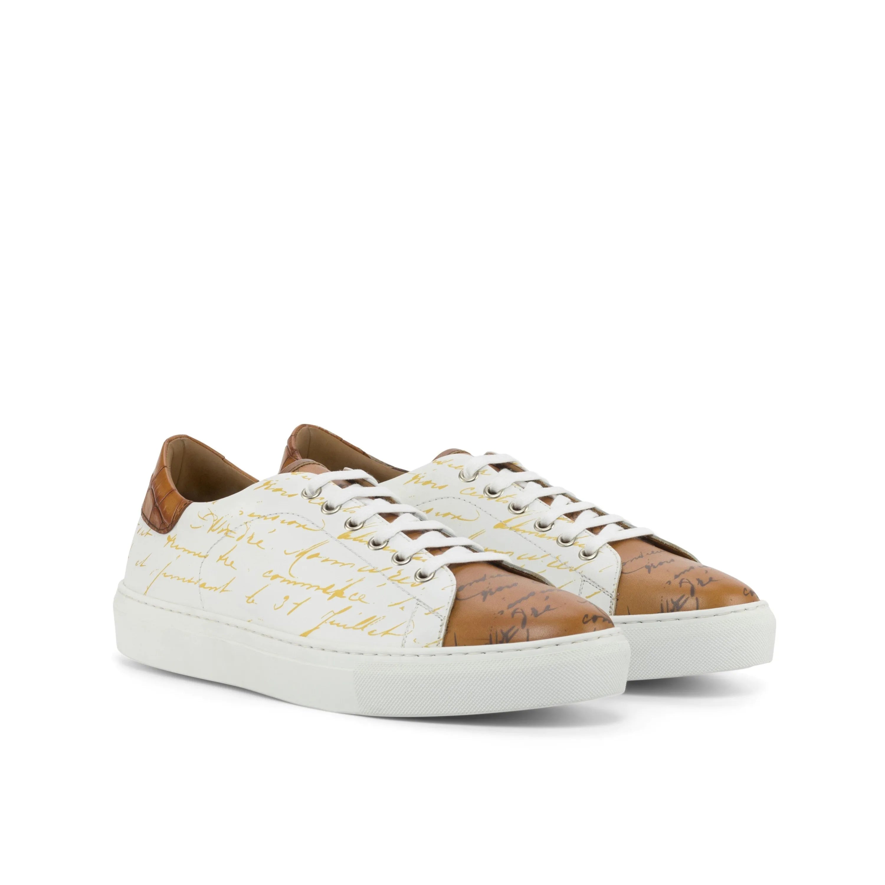 Patterned leather sneakers in the Messenger Trainer Sneaker style for versatile fashion