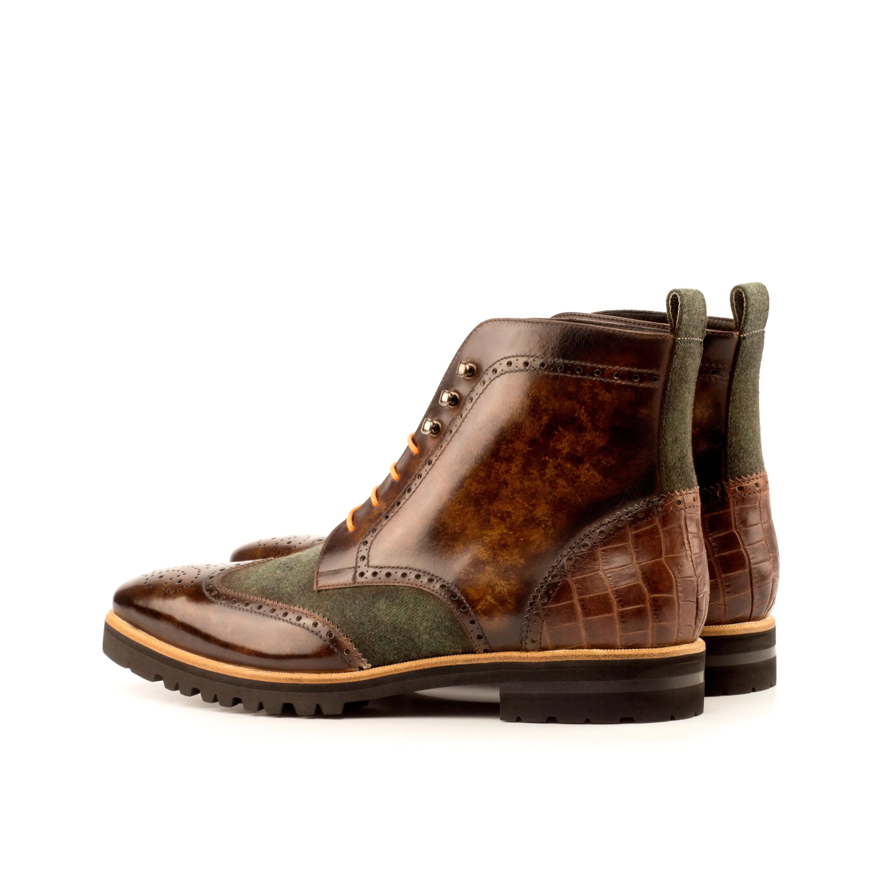 Brown leather and suede Molim Military Brogue Boots II for stylish durability