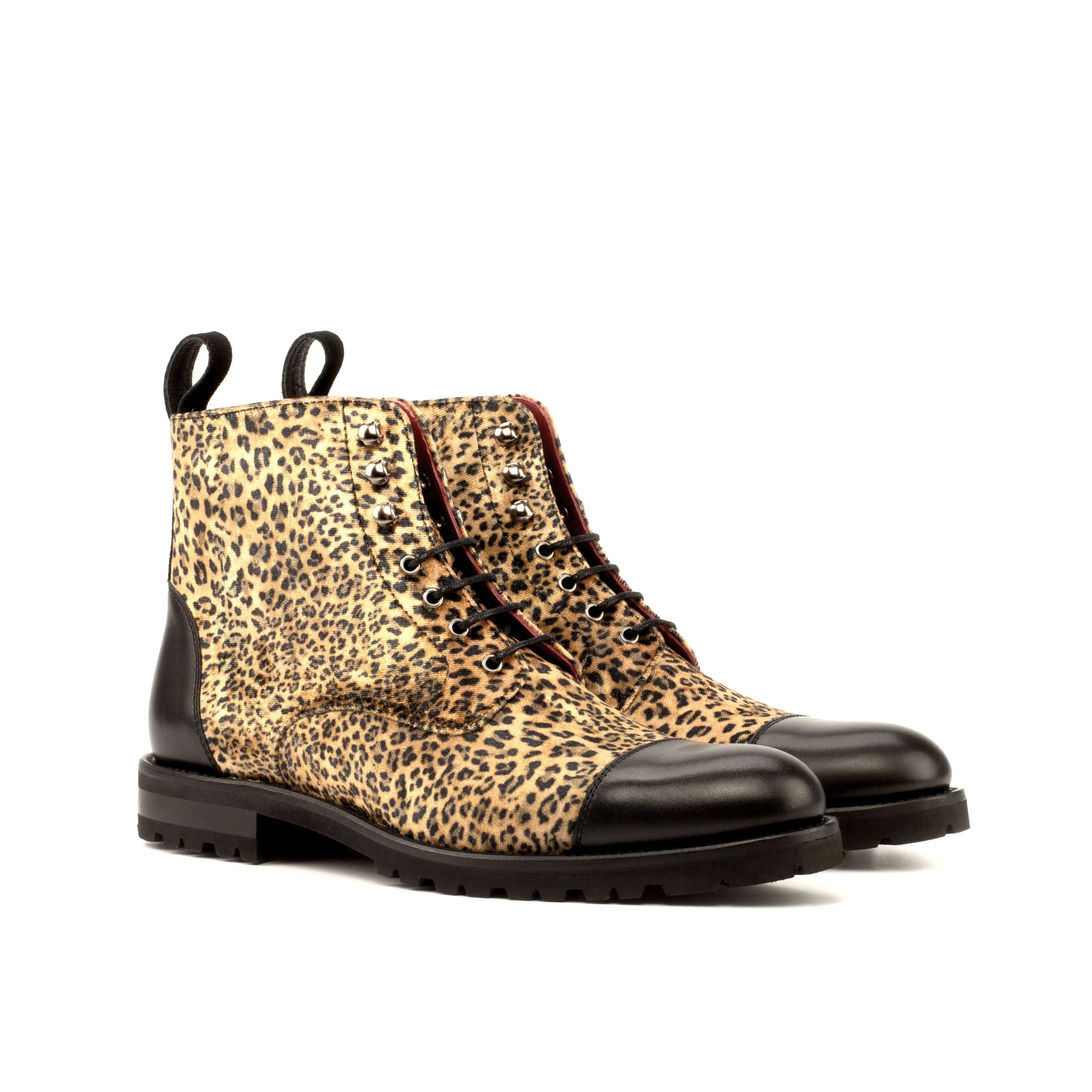 Leopard print leather Mona Ladies Captoe boots stylishly designed for modern women