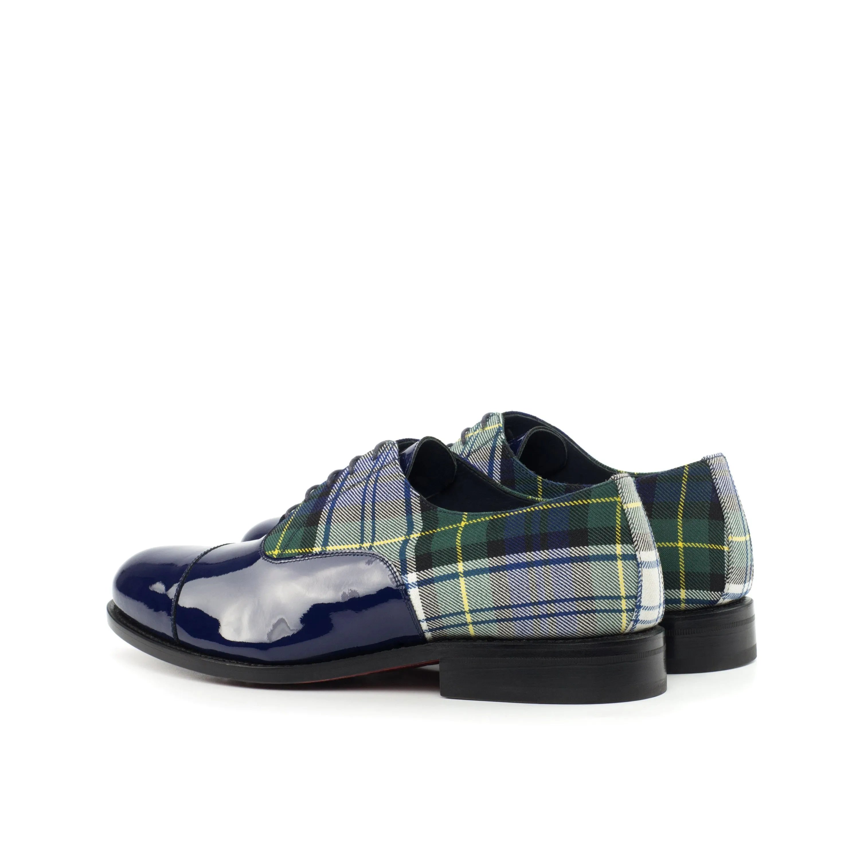Blue and plaid Monty Oxford Shoes showcasing stylish design for sophisticated outfits