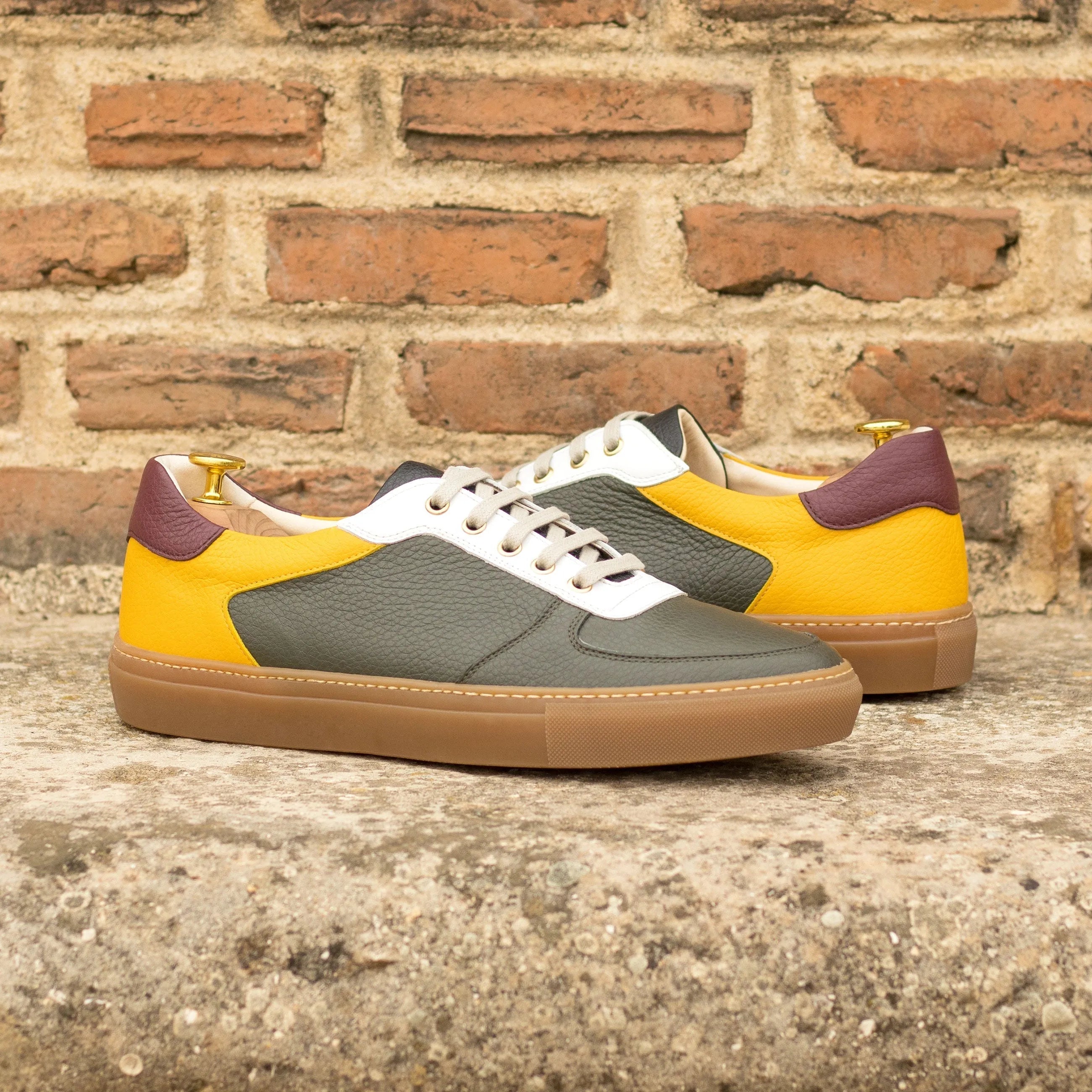 Color-blocked leather sneakers, the MuhammadAli Trainer Sneaker in grain calf leather