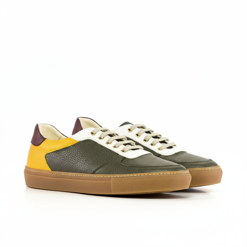 Two-toned leather sneakers featuring the MuhammadAli Trainer, crafted from grain calf