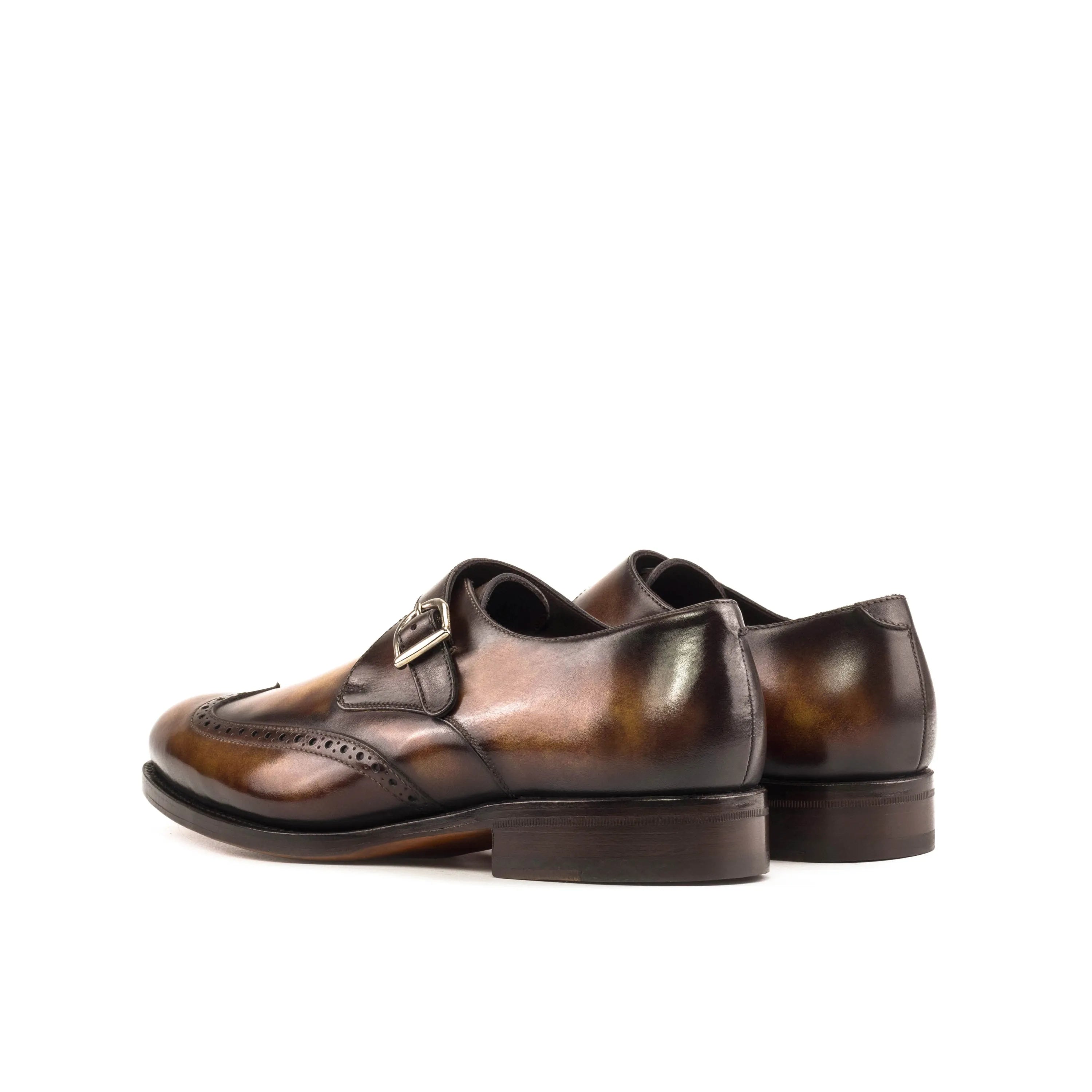 Pair of brown leather Nar Patina Single Monk strap shoes for elegant occasions
