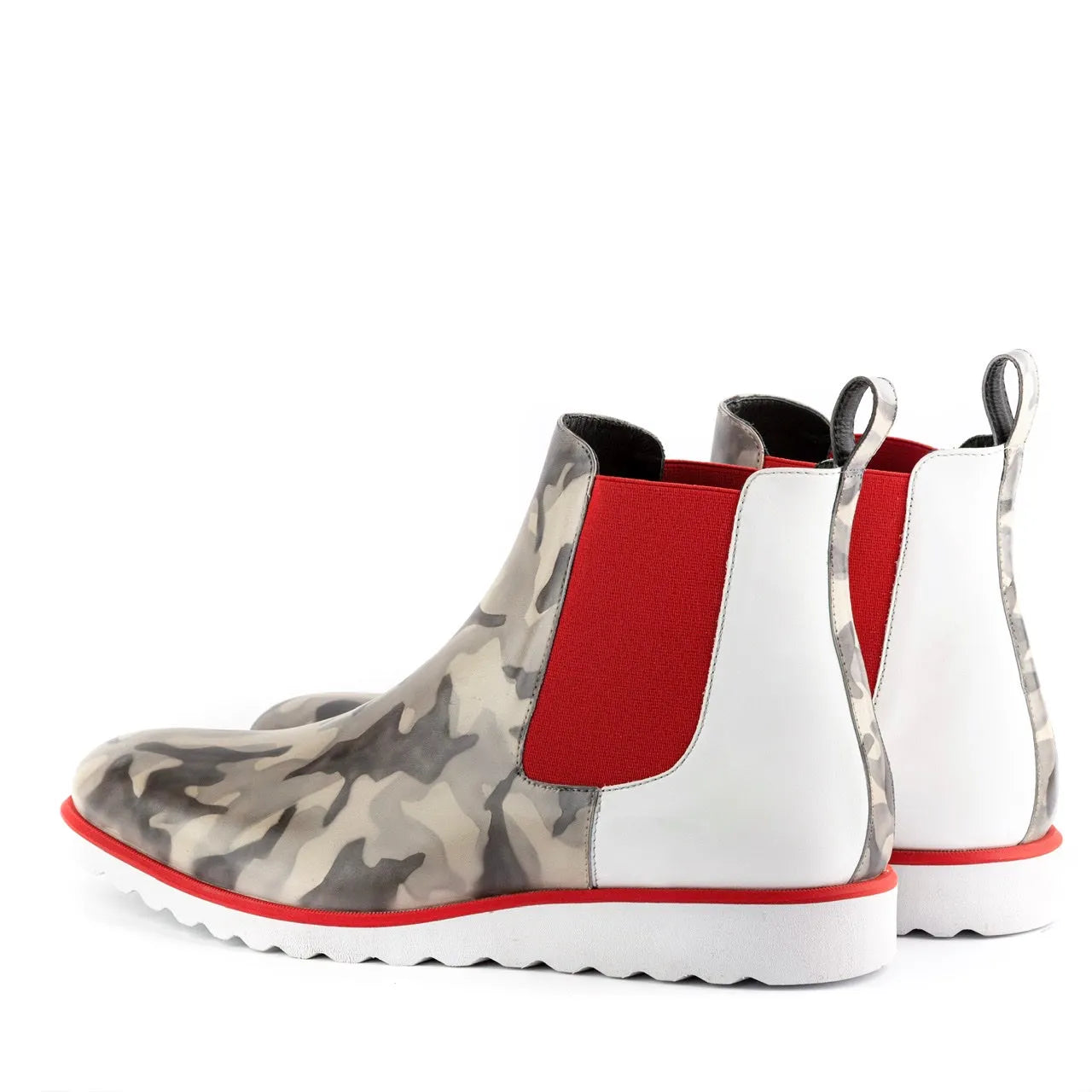 Camouflage Nezarr II Chelsea Patina Boots showcasing unique style and design