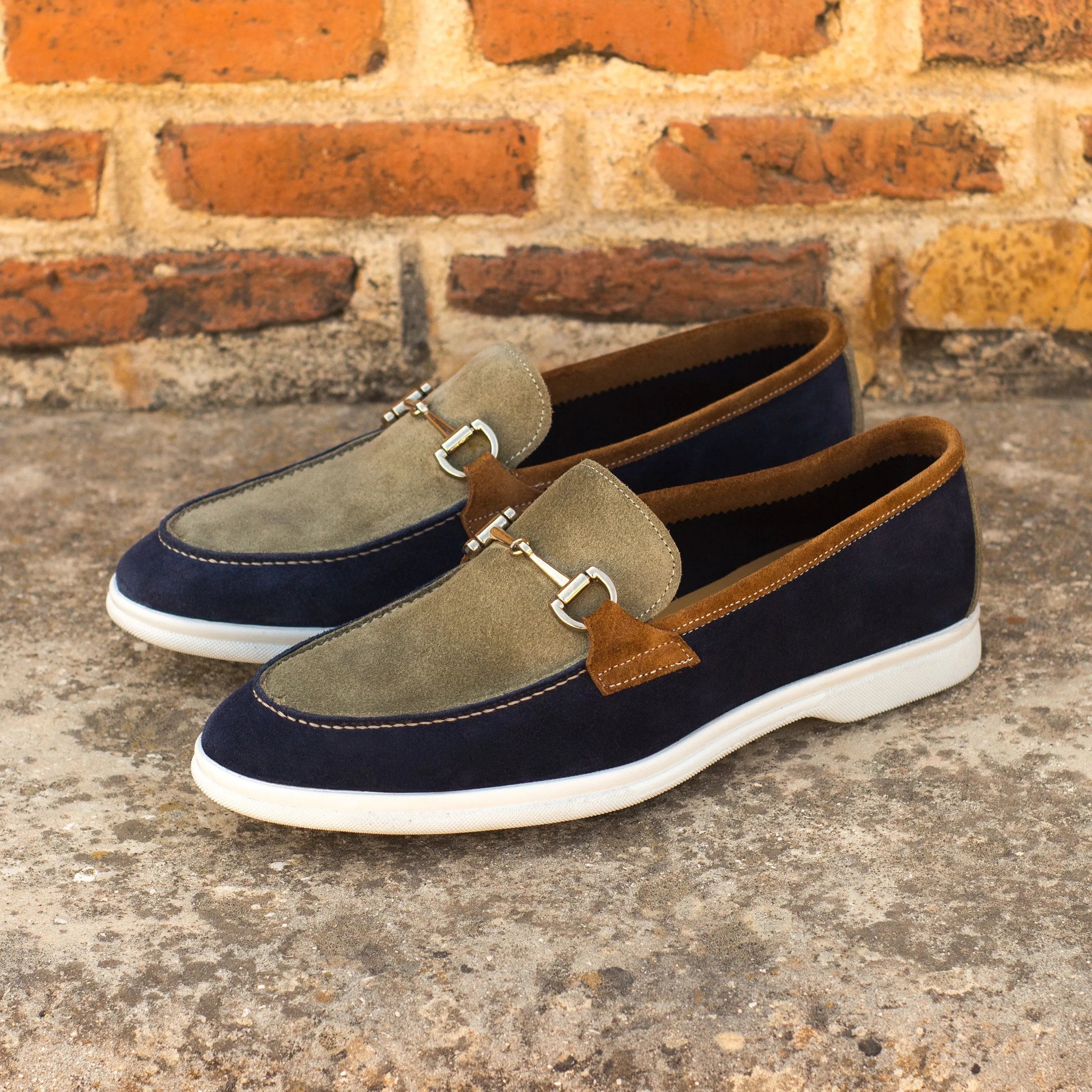 Two-tone unlined suede leather loafers from Nikki Moc Flex for stylish comfort
