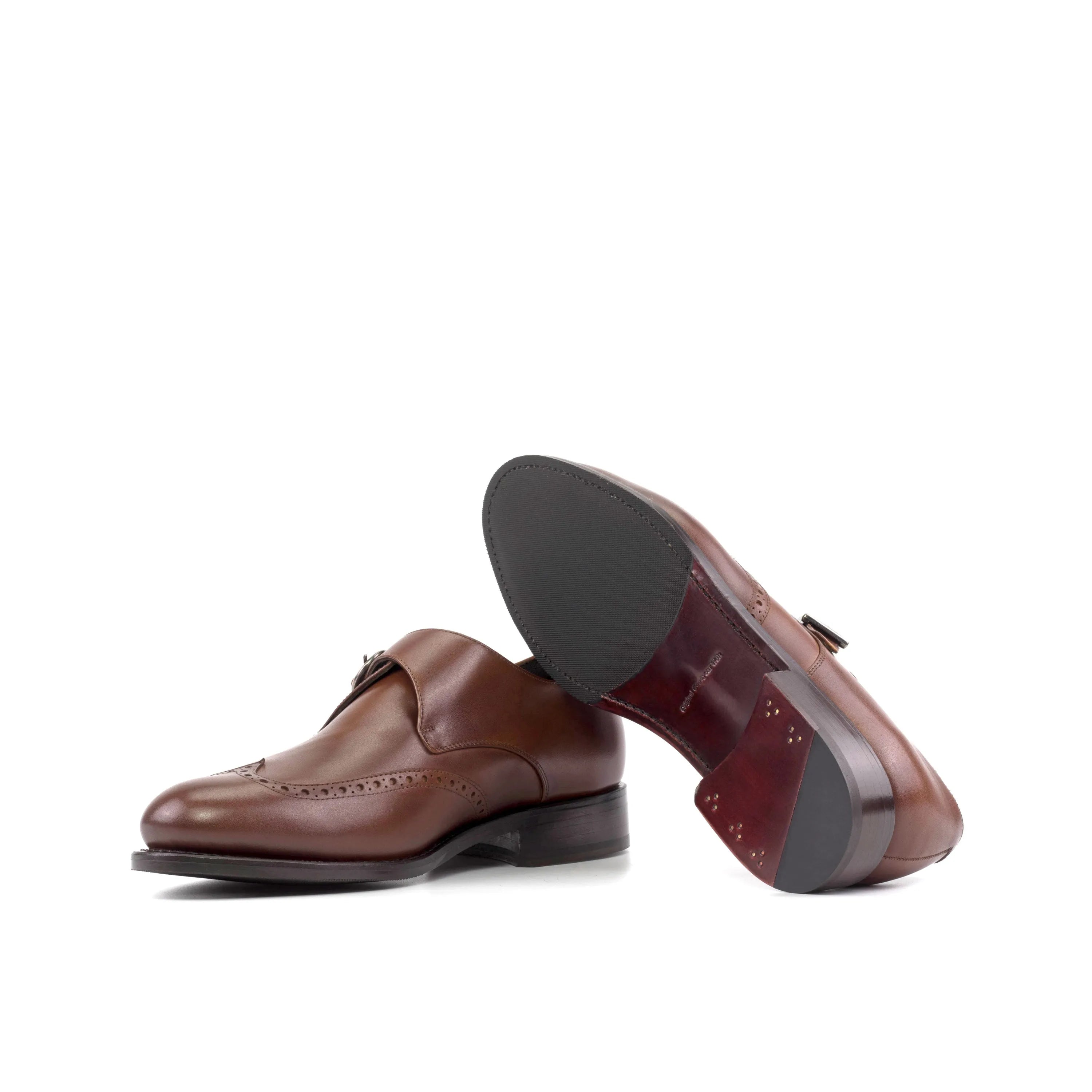 Pair of brown leather monk strap dress shoes from Noble Single Monk for elegant style