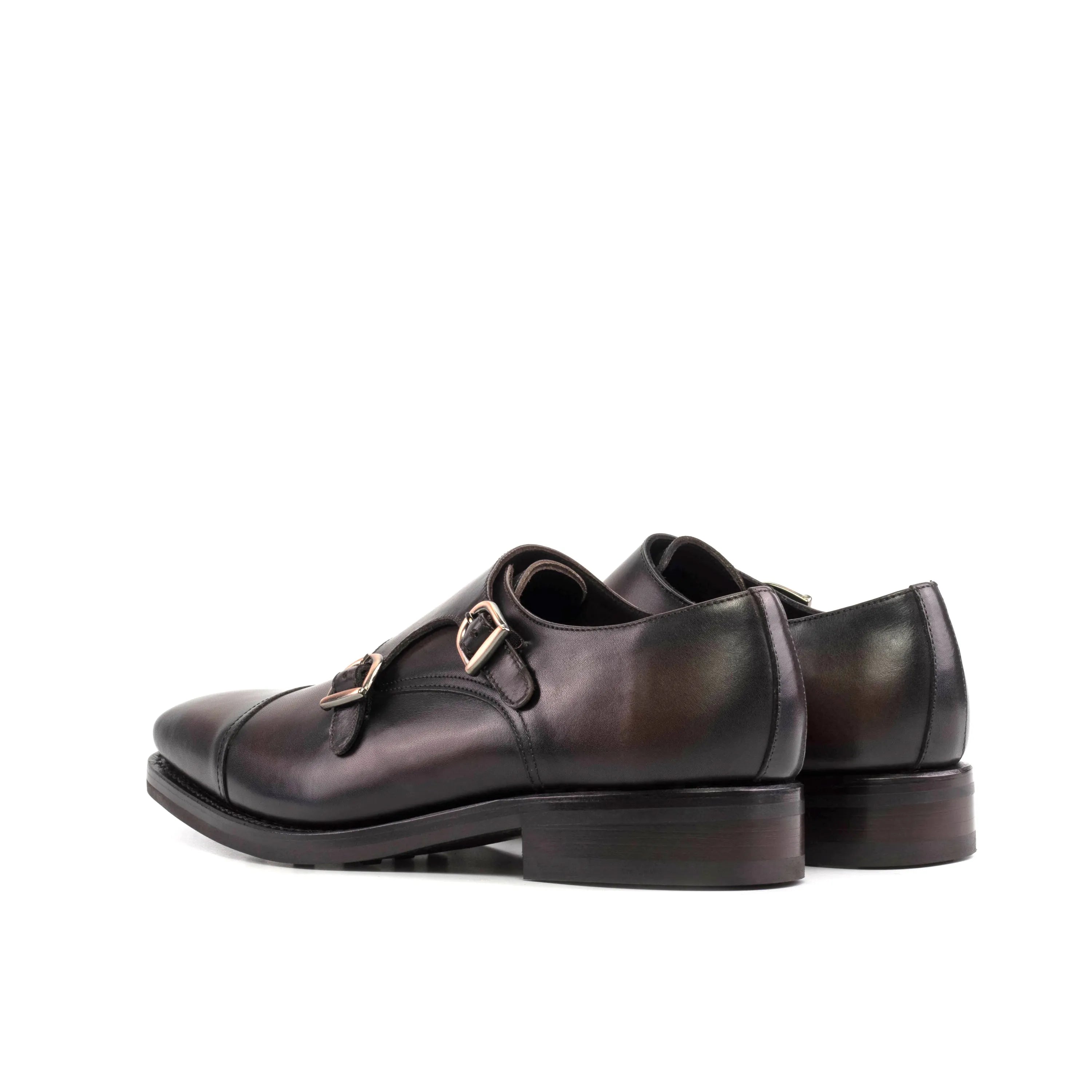 Pair of brown leather Nobleman Double Monk shoes for a sophisticated style