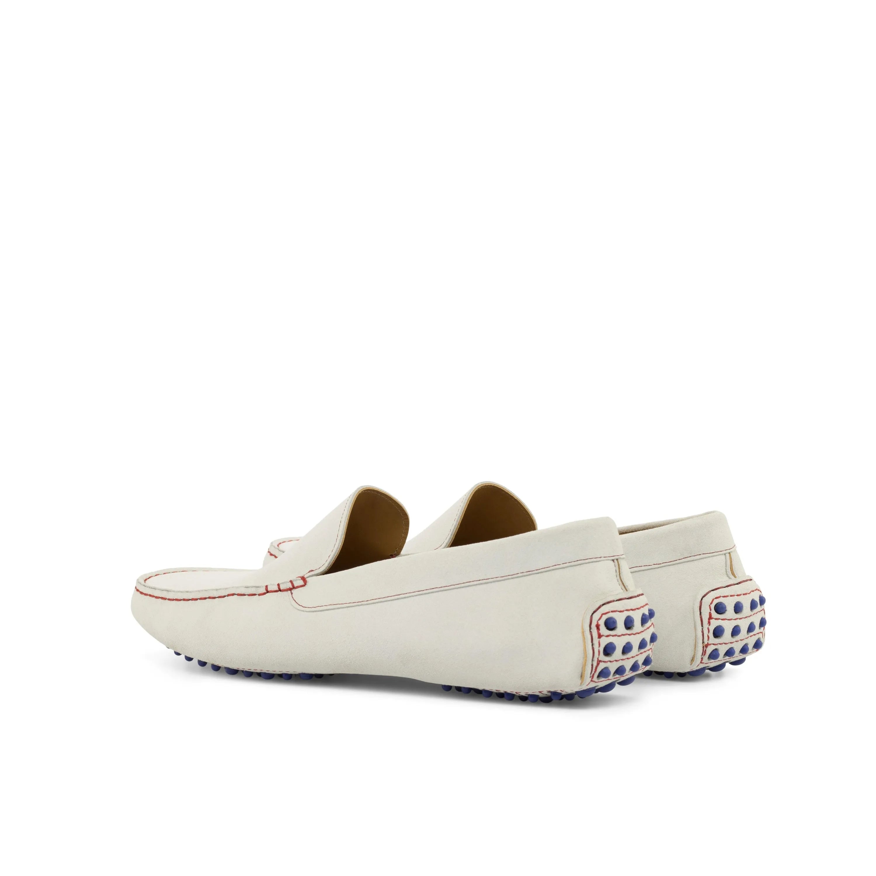 White leather driving loafers from North Driver, luxury bespoke shoes for men