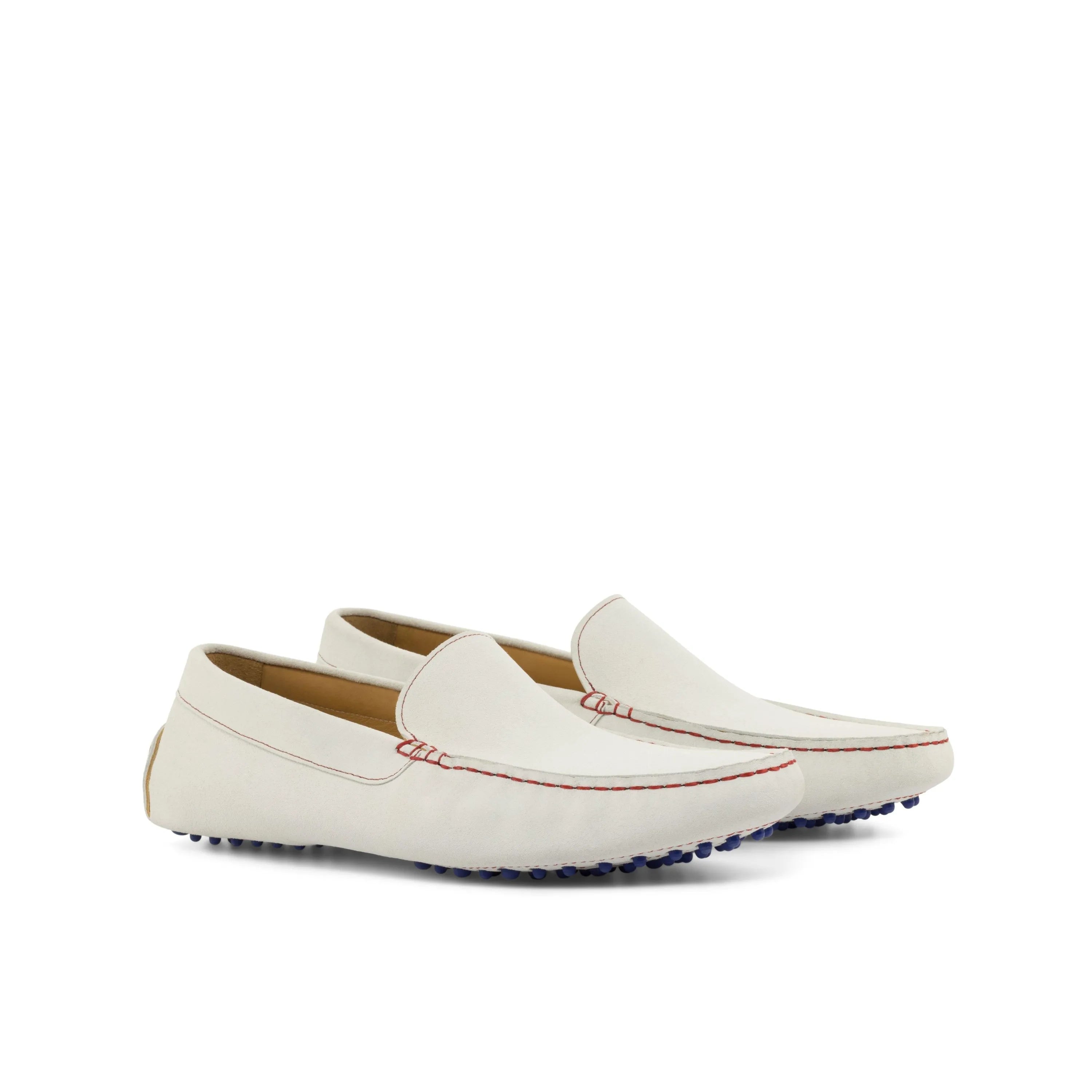 White leather driving loafers from North Driver, ideal luxury bespoke shoes for men