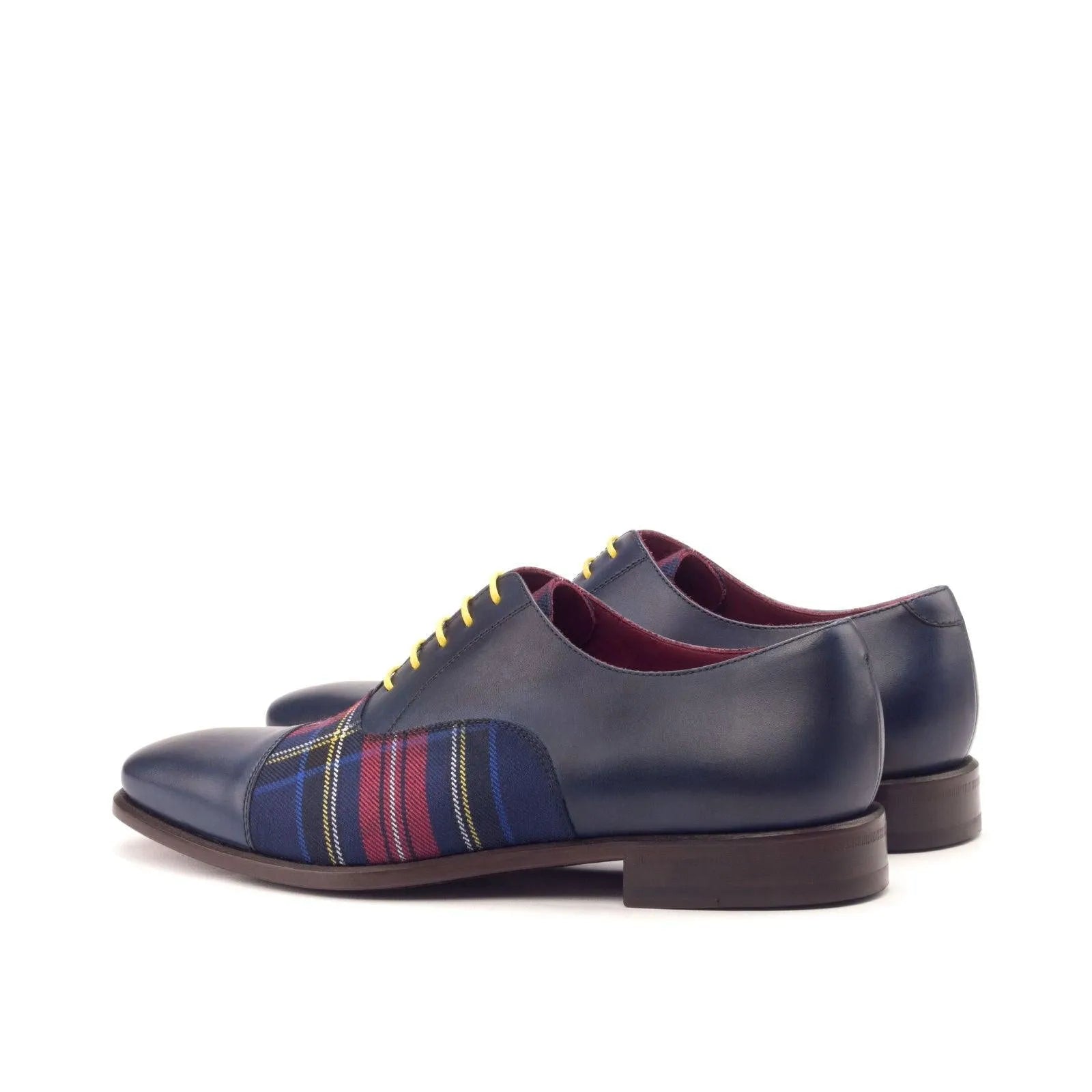 Blue leather Oliver Oxford Shoes with stylish plaid accents for refined footwear