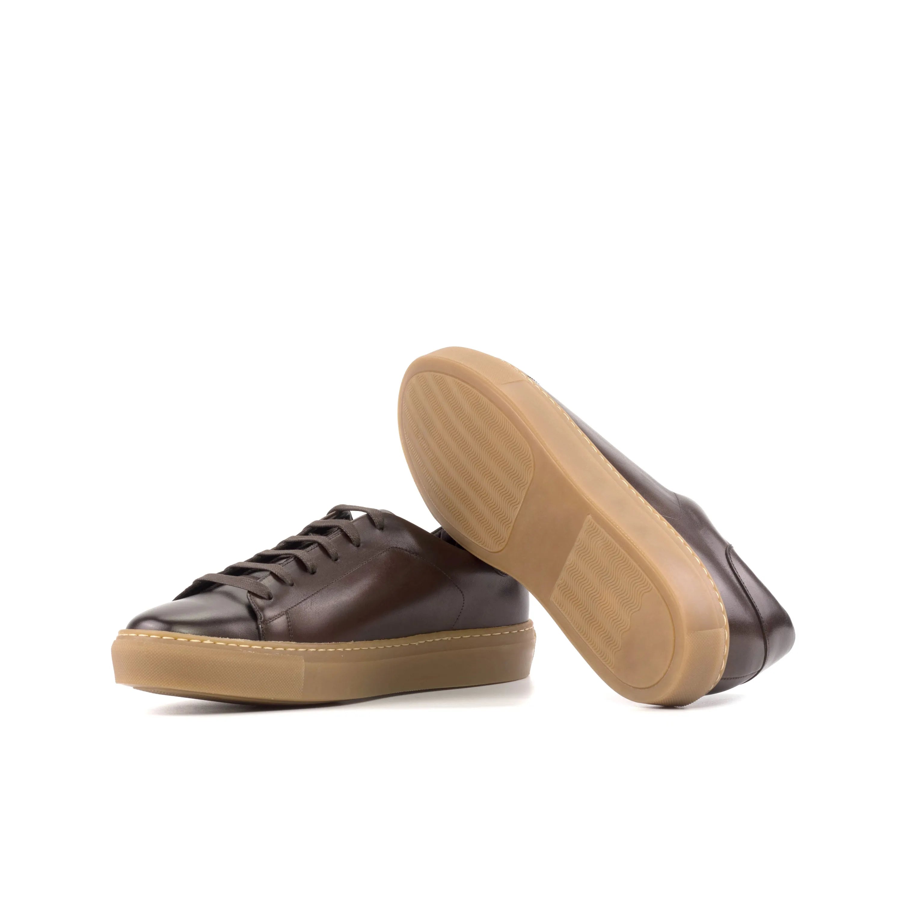 Brown leather Ophelio Trainer Sneaker with gum soles, ideal cupsole trainer footwear