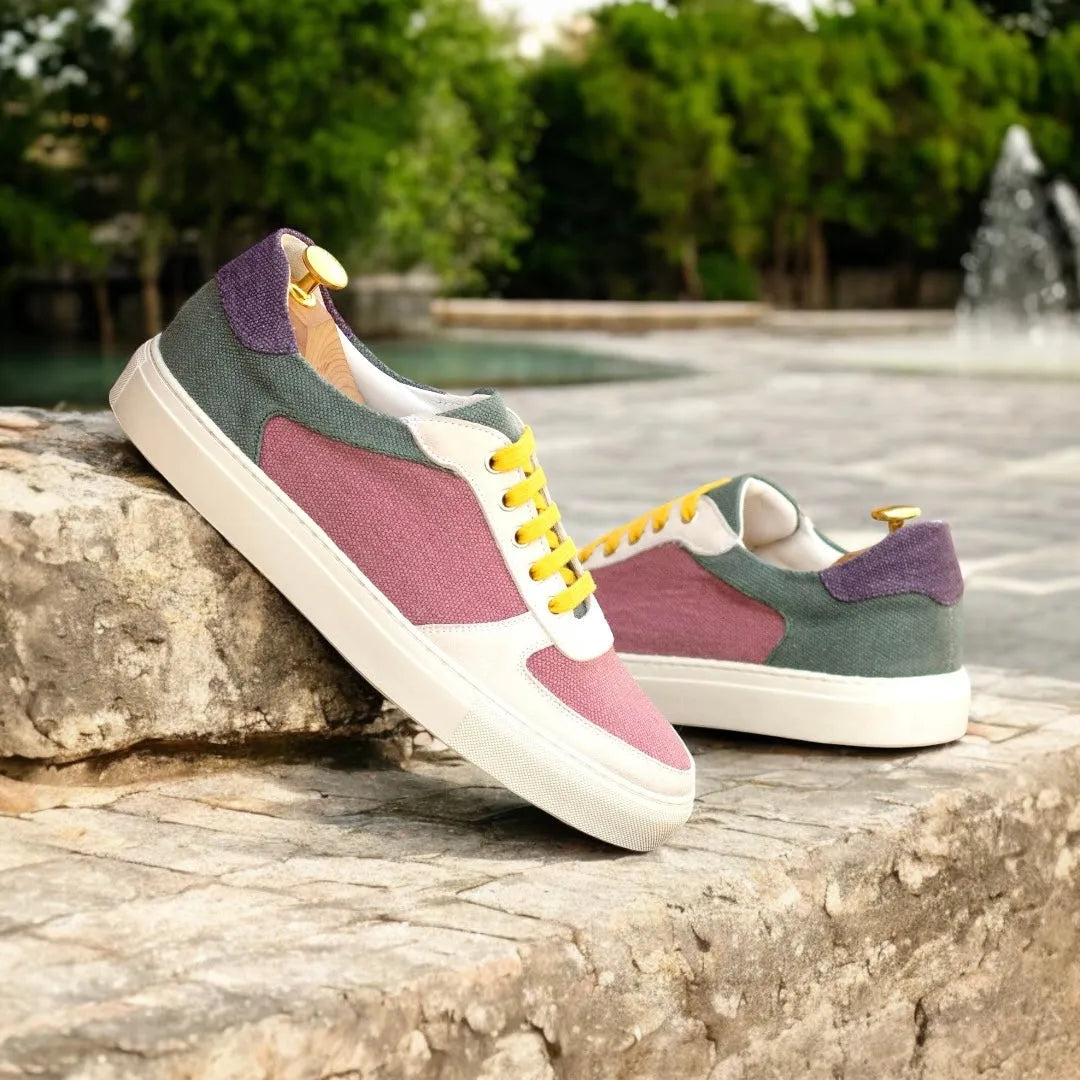 Colorful canvas Ora Low Top Sneakers, a stylish choice for luxury bespoke shoes for men