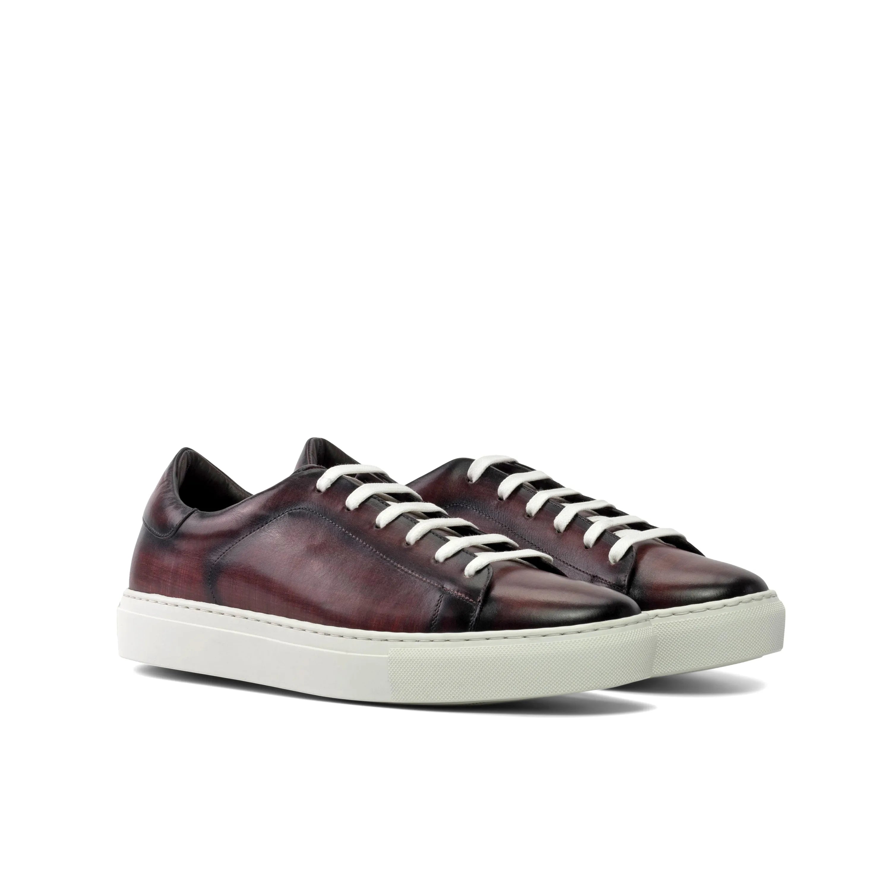 Burgundy leather Orion Trainer Patina sneaker with cupsole design for stylish comfort
