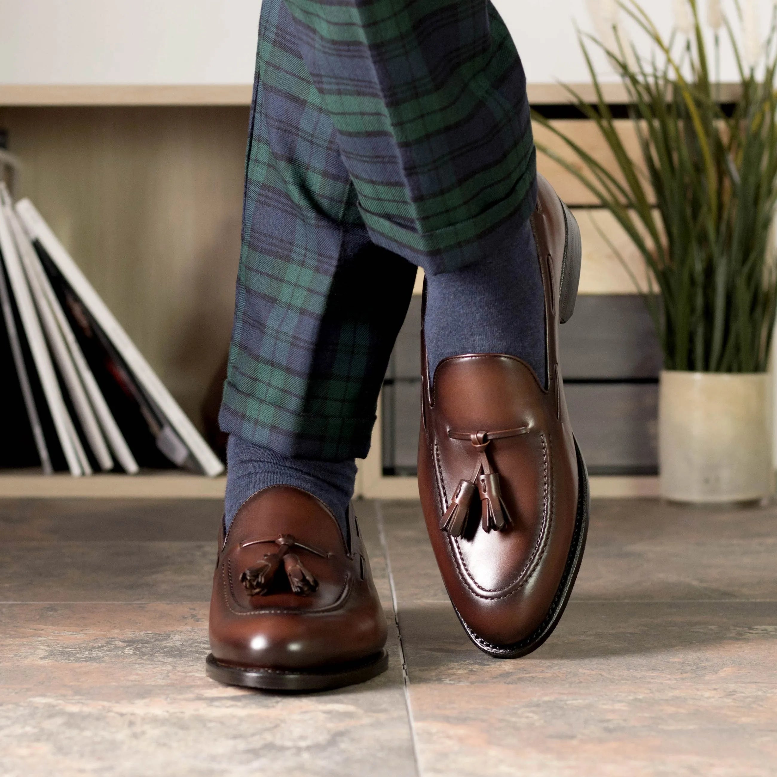 Brown leather tassel Orlan Loafers designed for style and comfort, perfect for business days