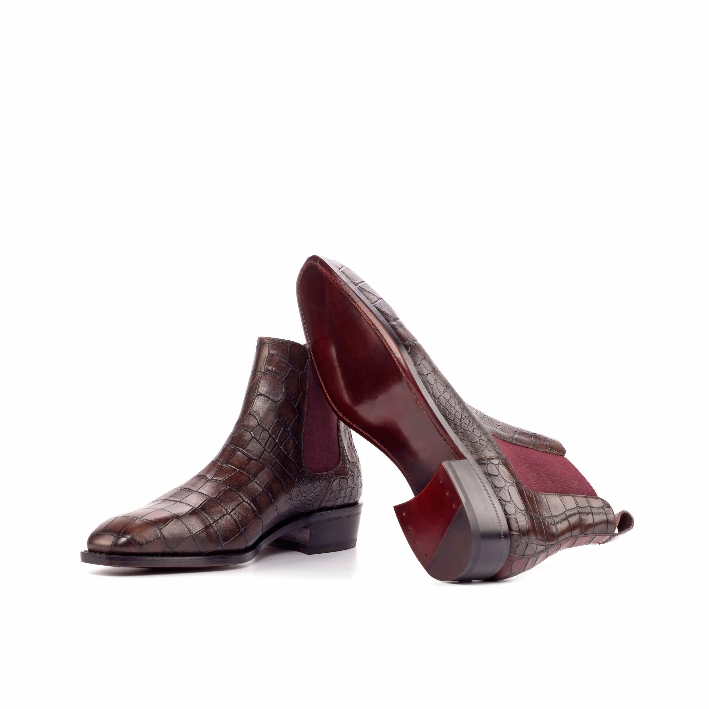 Brown crocodile-patterned leather Oscar Chelsea Boots for a stylish look