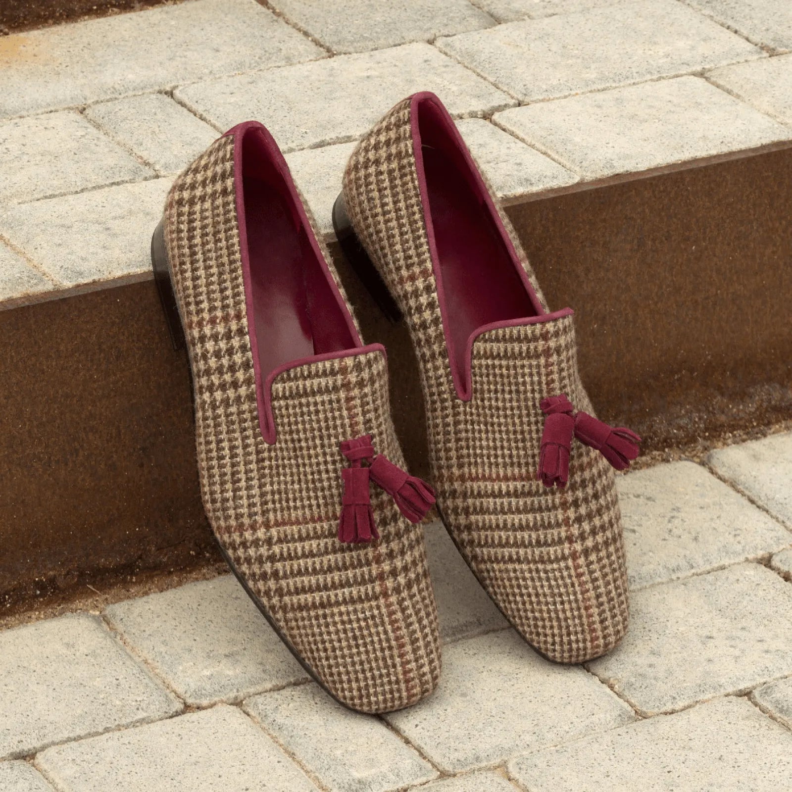 Tasseled plaid loafers for men, featuring the Oscar Drake Slipon design