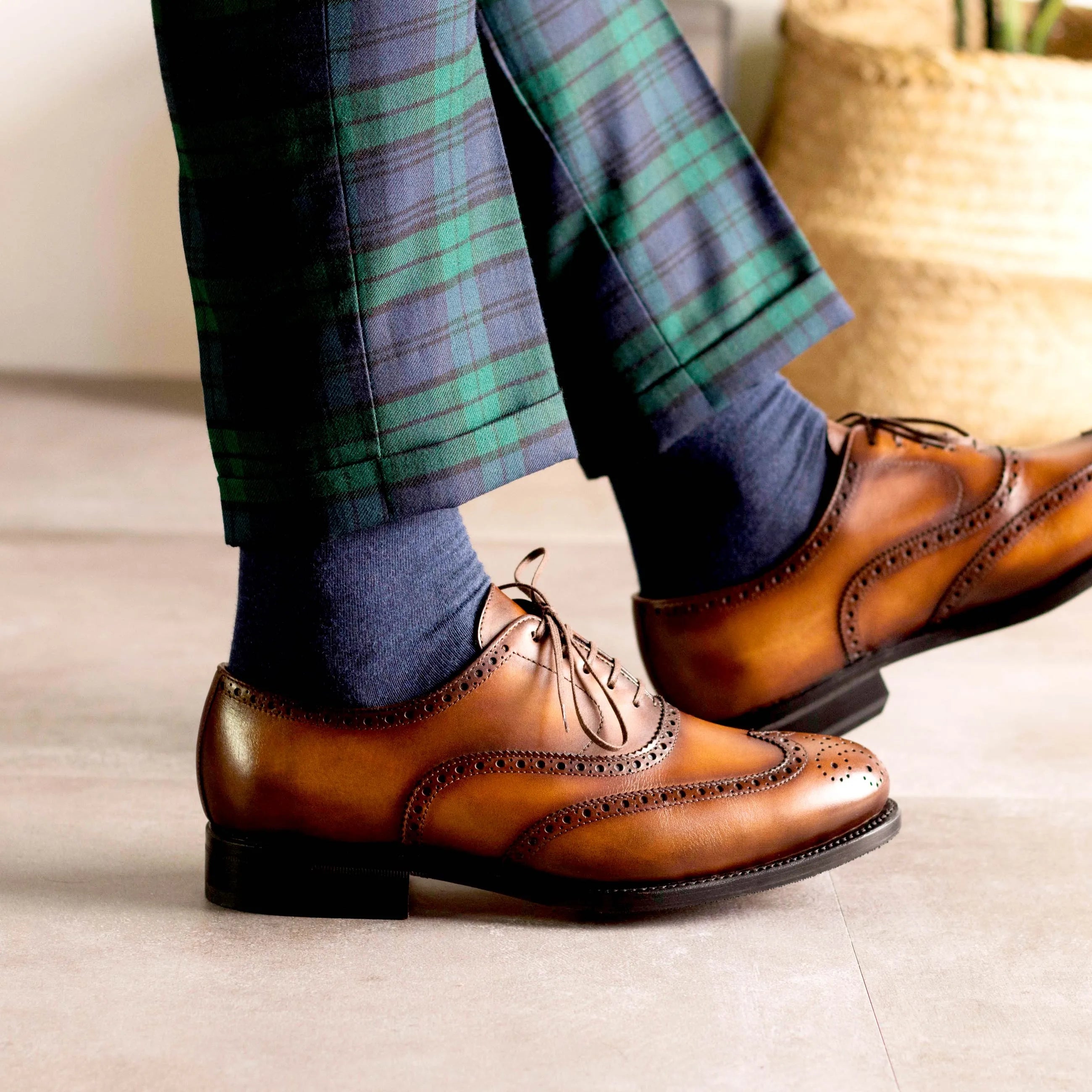 Brown leather wingtip brogue shoes for formal occasions from the Pawl collection