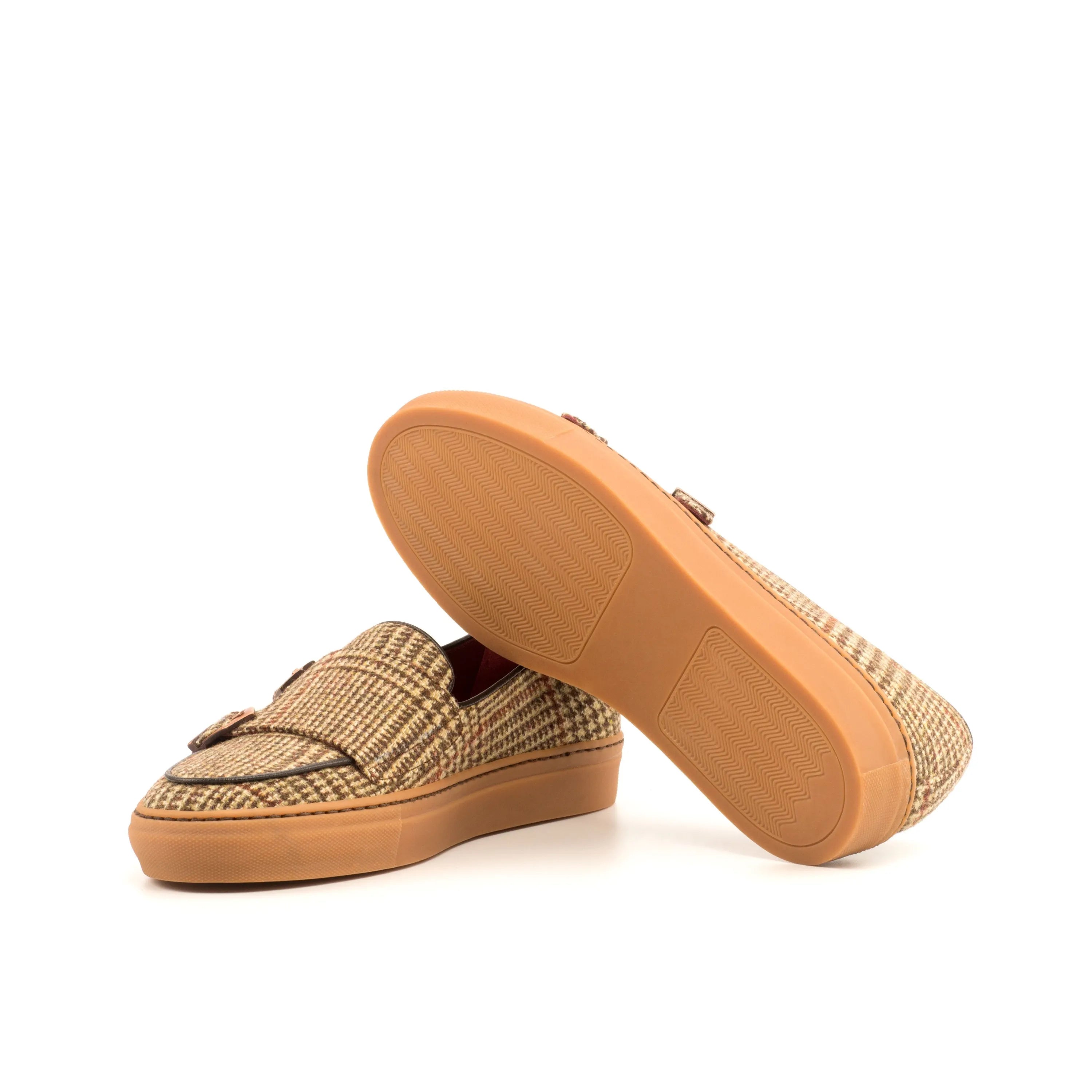 Plaid Paz Monk Sneaker featuring a stylish double monk strap design for trainer sneakers