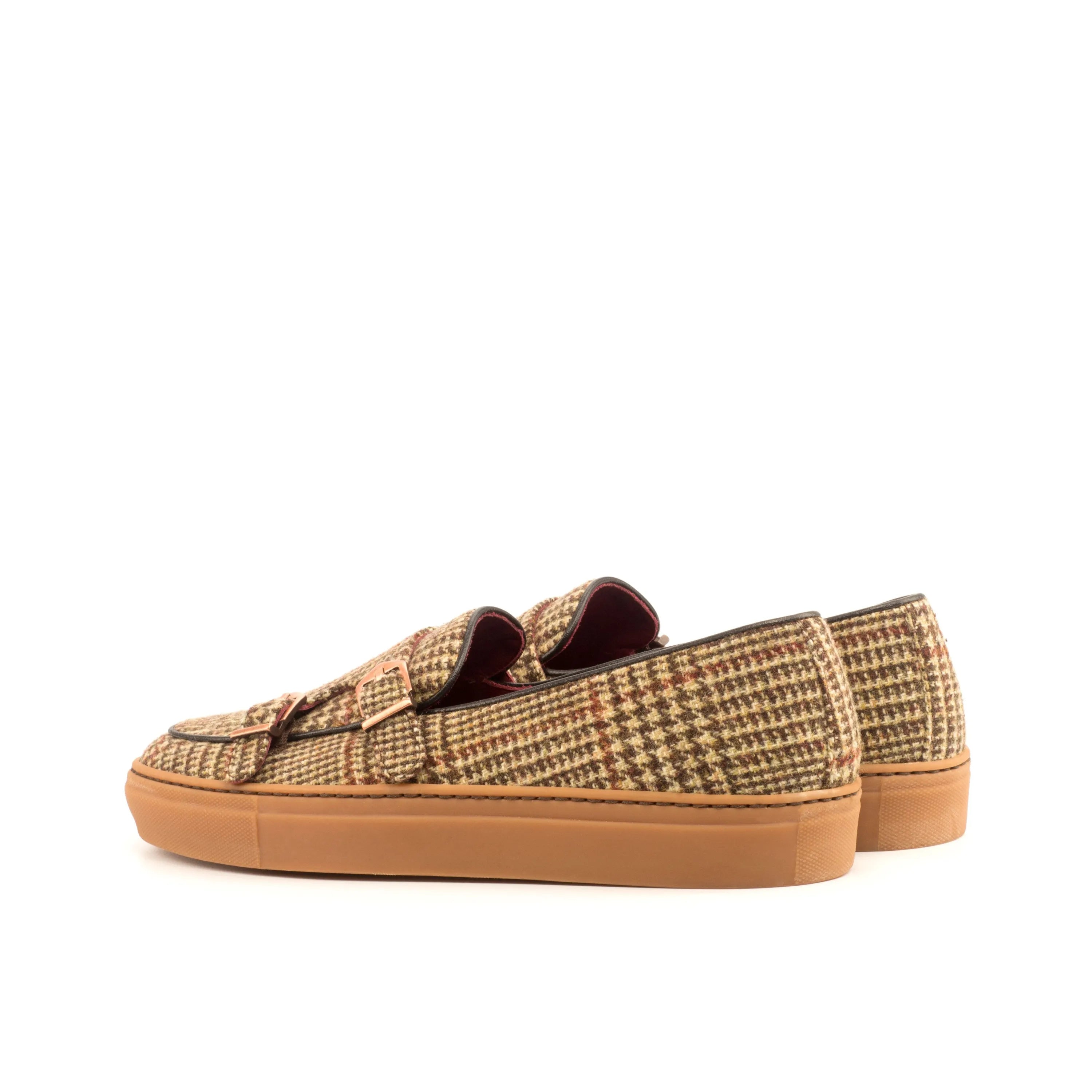 Tweed double monk strap slip-on shoe, the stylish Paz Monk Sneaker for trainers