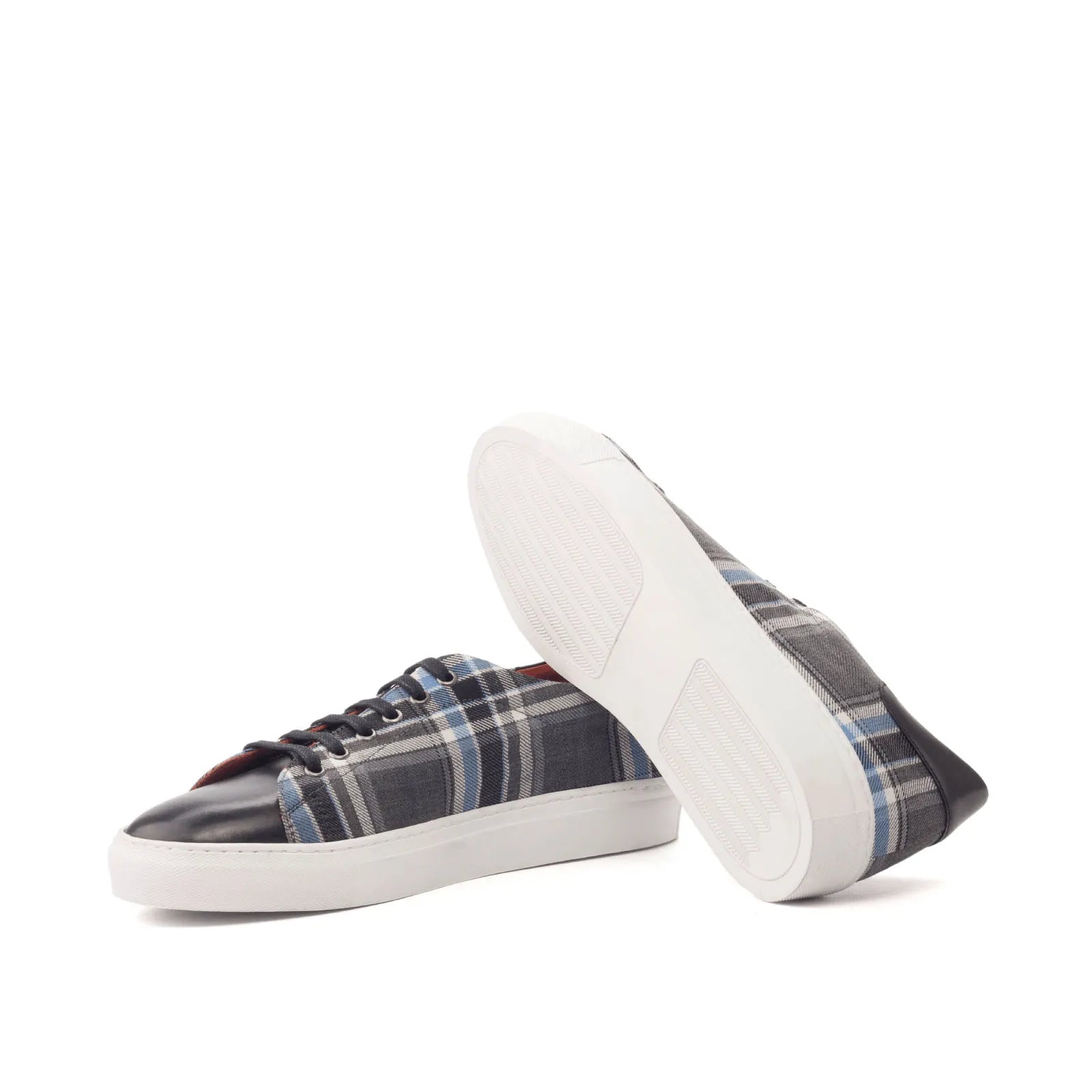 Plaid patterned leather Pele Trainer Sneaker with cupsole design for stylish comfort