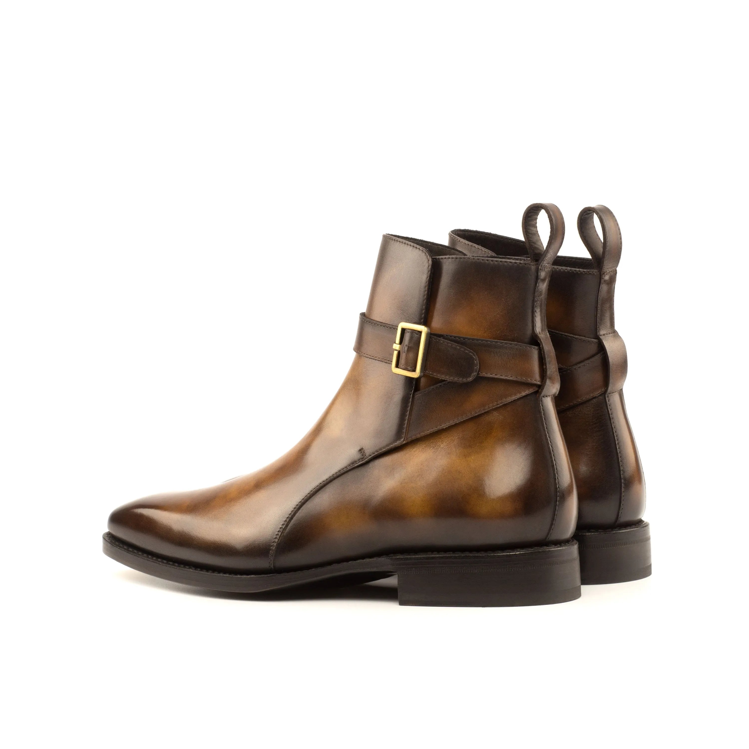 Brown leather ankle boots with buckle from the Picasso Jodhpur Patina collection