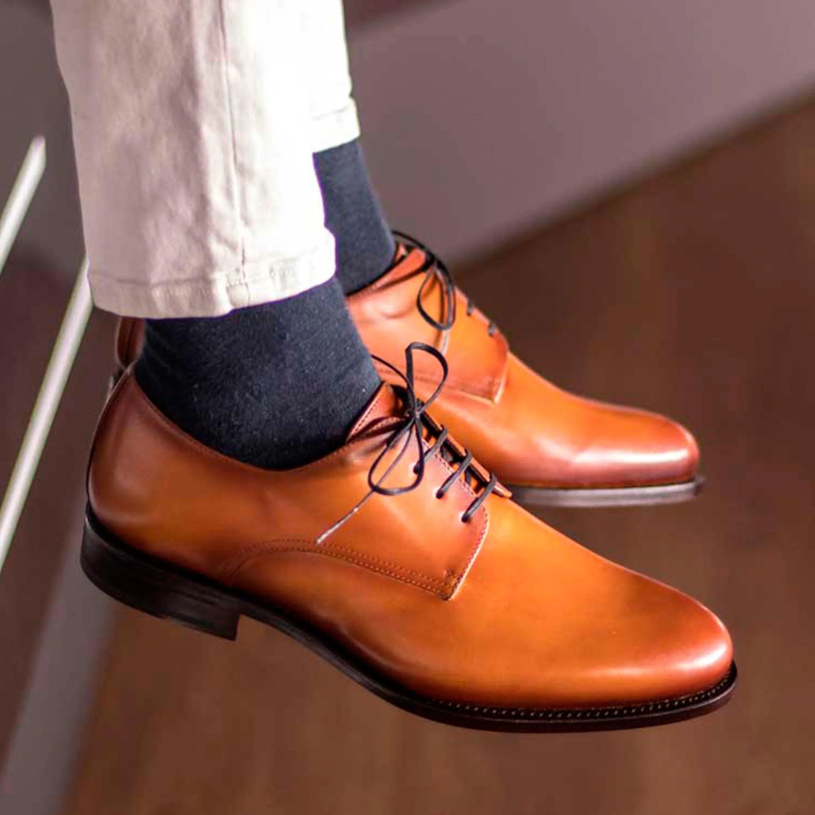 Tan leather Pinardo Derby shoes, perfect for a stylish fast lane look