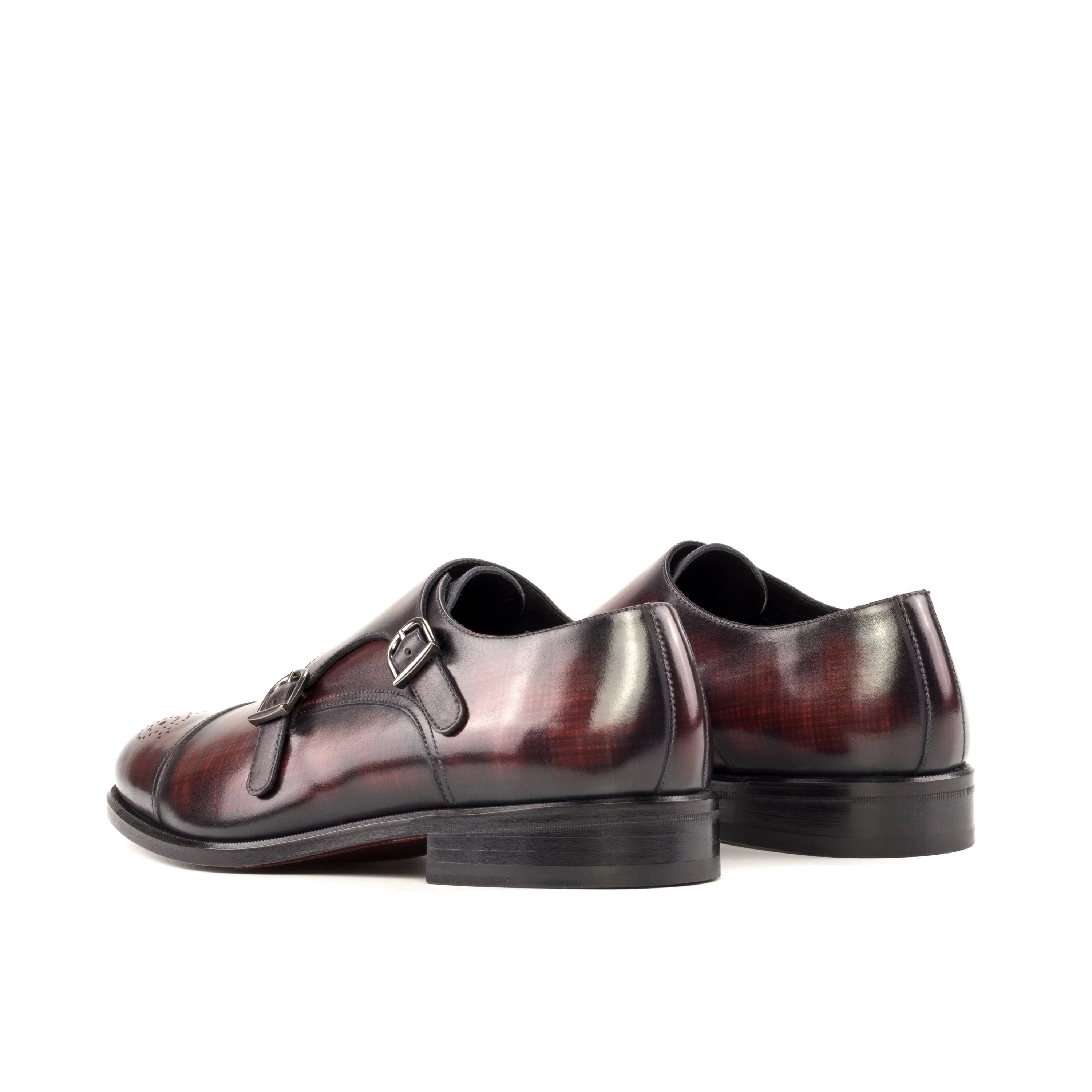 Classic Pizaz Double Monk Patina II burgundy leather monk patina shoe