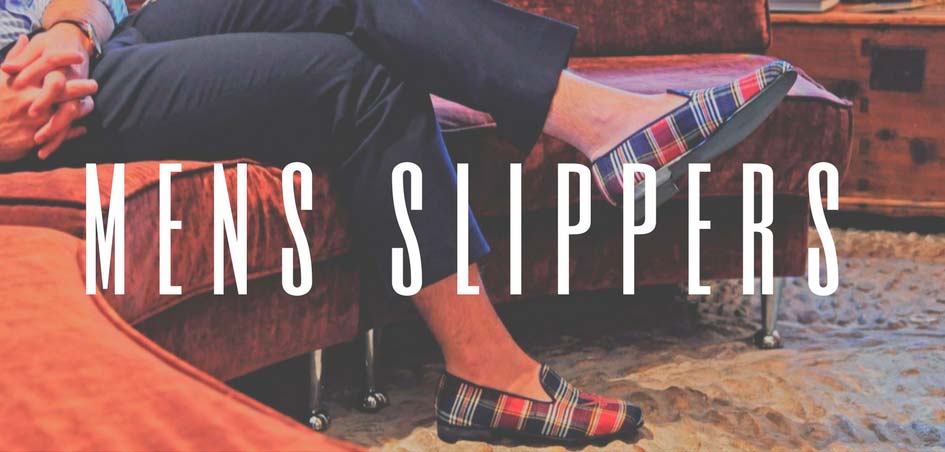 Plaid men’s dress slippers, a stylish choice for any prince albert or dinner occasion.