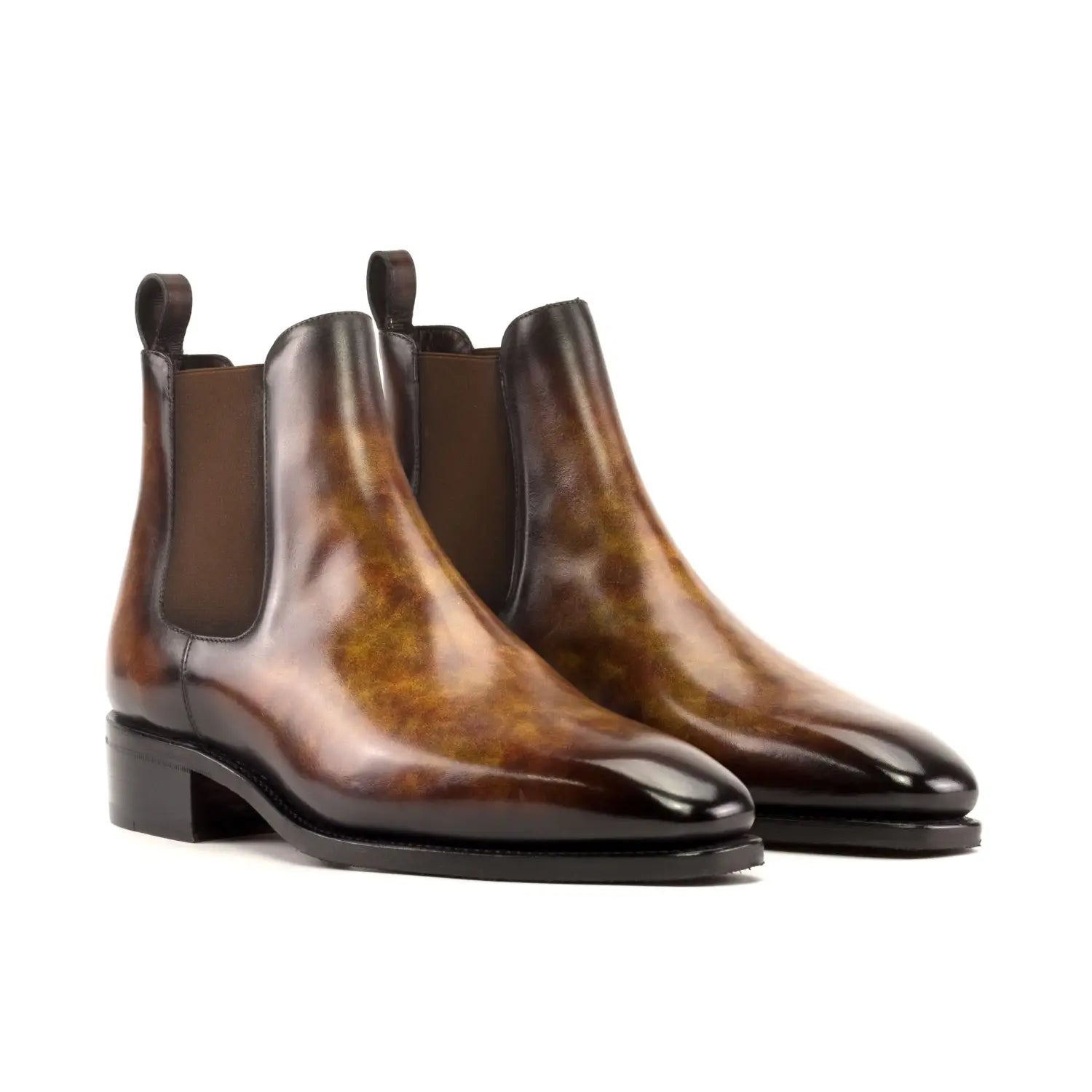 Polished Francesco Patina Chelsea boots with gradient finish