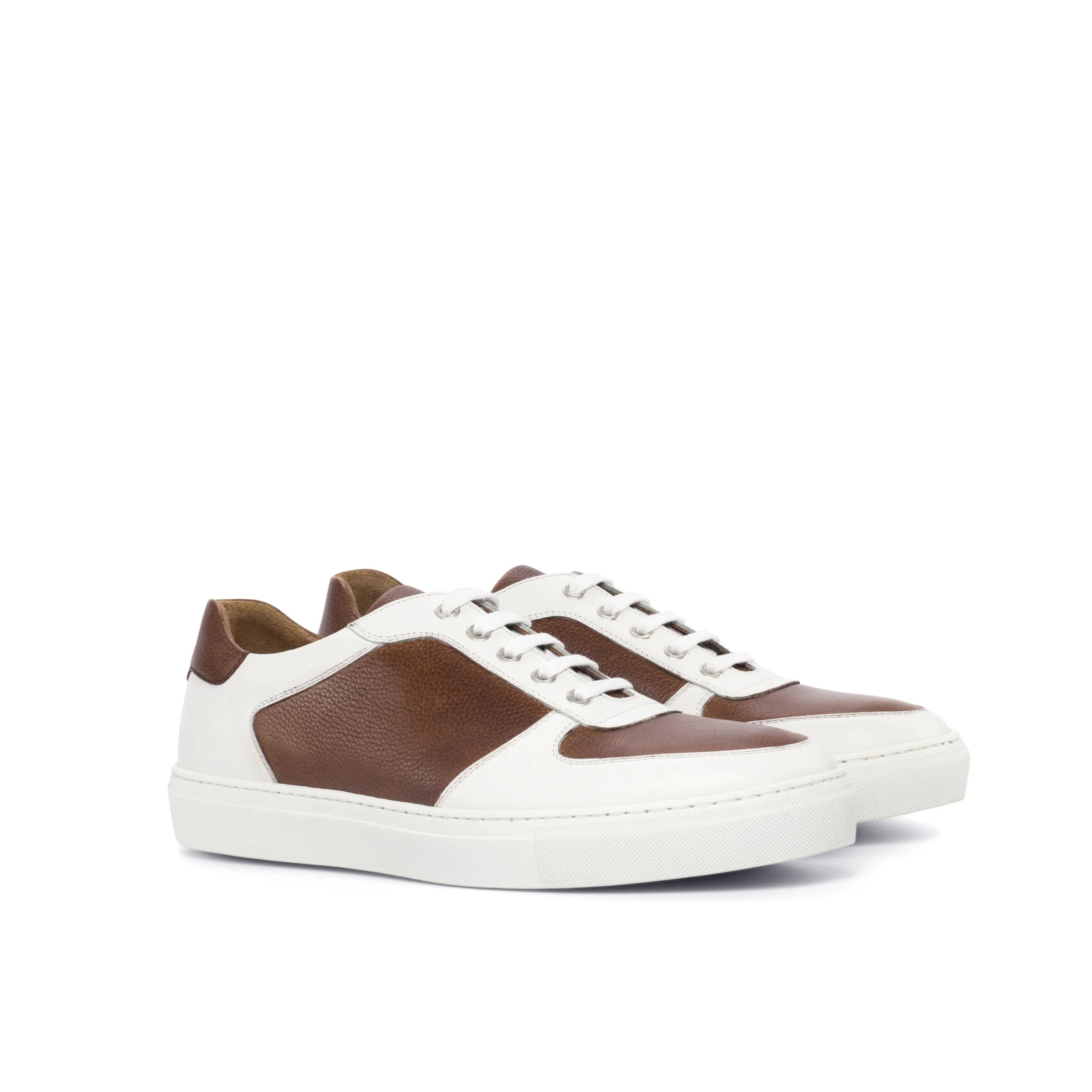 Brown and white leather R51 Low Top Sneaker, luxury bespoke shoes for men