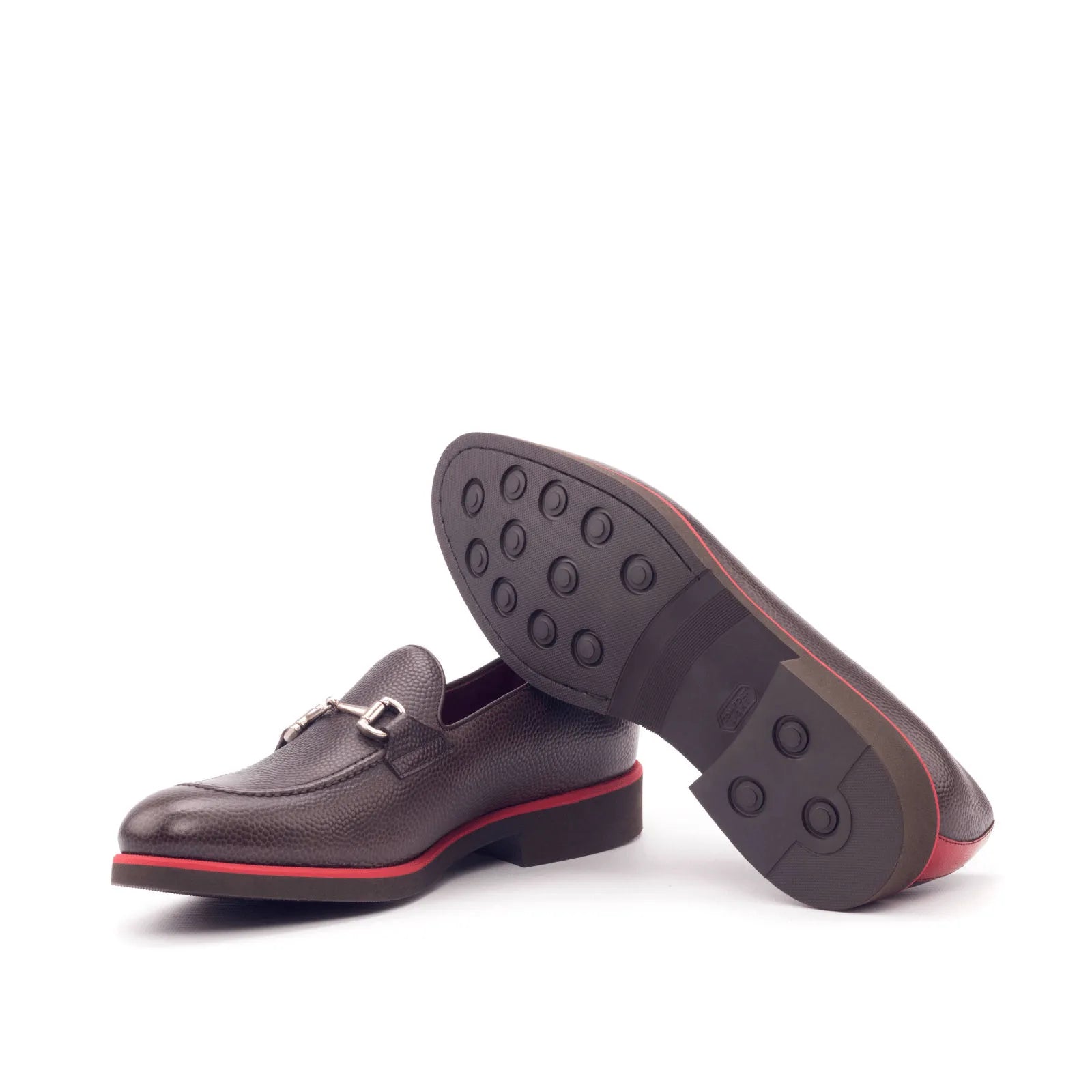 Brown leather Ralph Loafers with red accents, a luxury choice for bespoke shoes for men