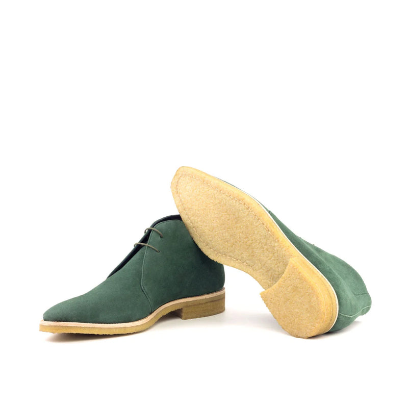 Rapa Chukka Boots in forest kid suede with unique height and tan soles