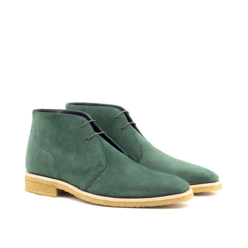 Rapa Chukka Boots in forest kid suede with unique height and wooden soles