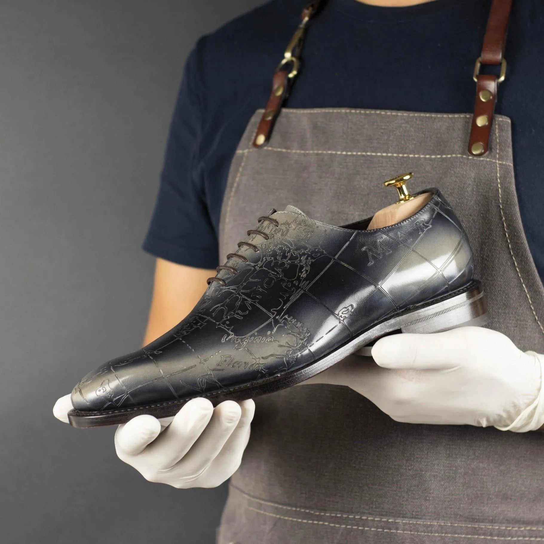 World map patterned dress shoe, Rica Qtography Wholecut, stylish global footwear