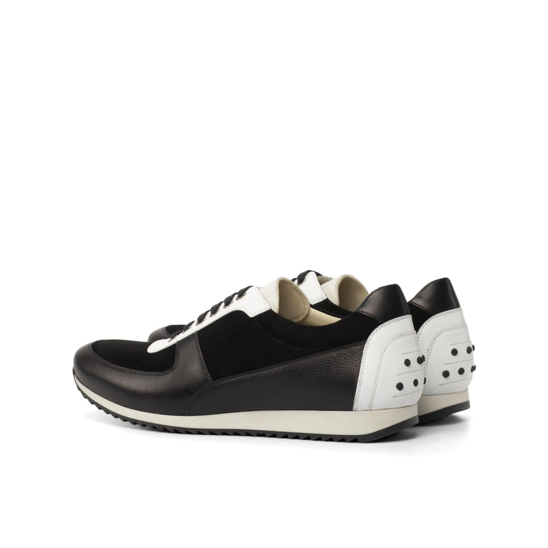 Black and white leather Rino Corsini Sneakers showcasing stylish kid suede accents