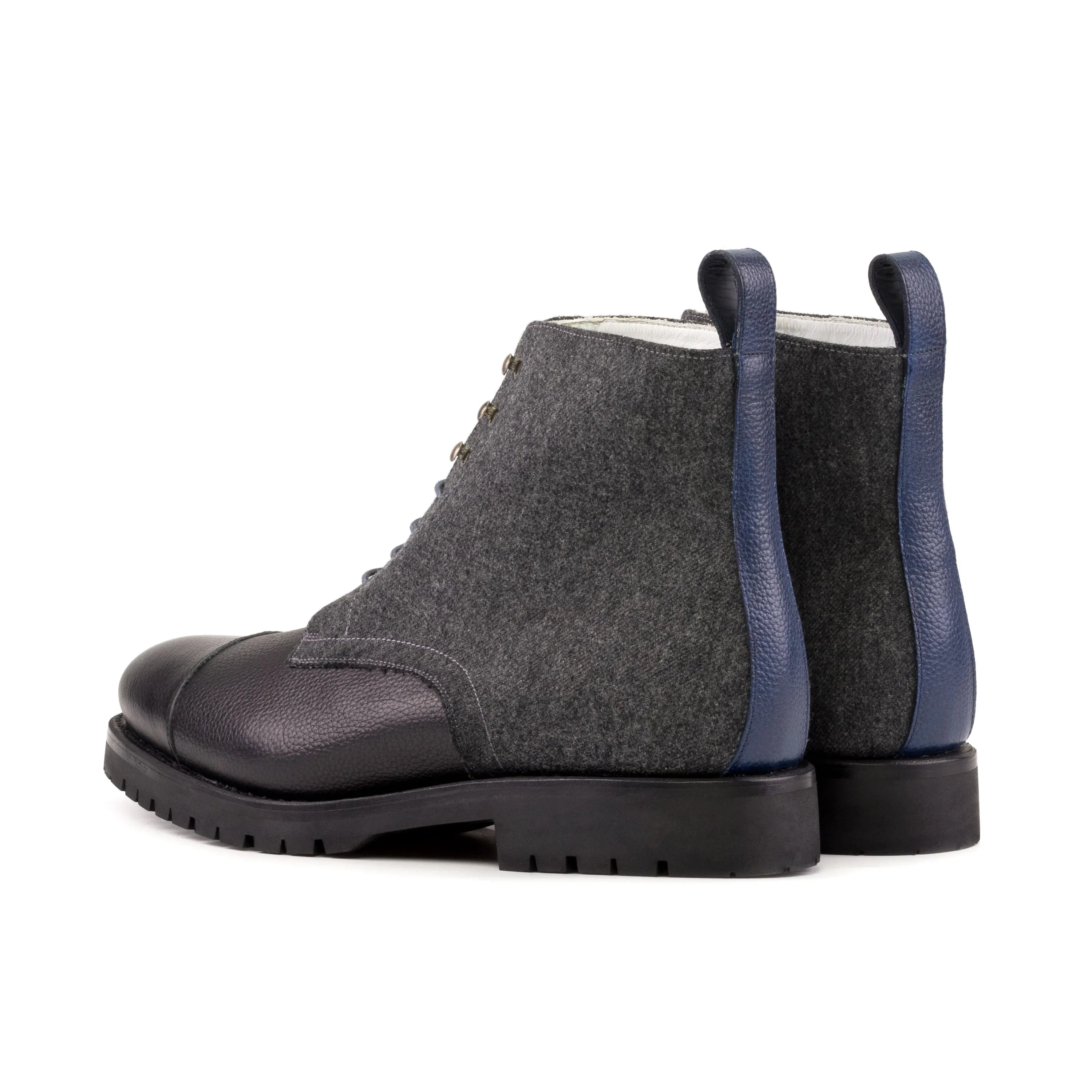 Gray and black leather Rockfeild Jumper Boots for stylish fast lane adventures