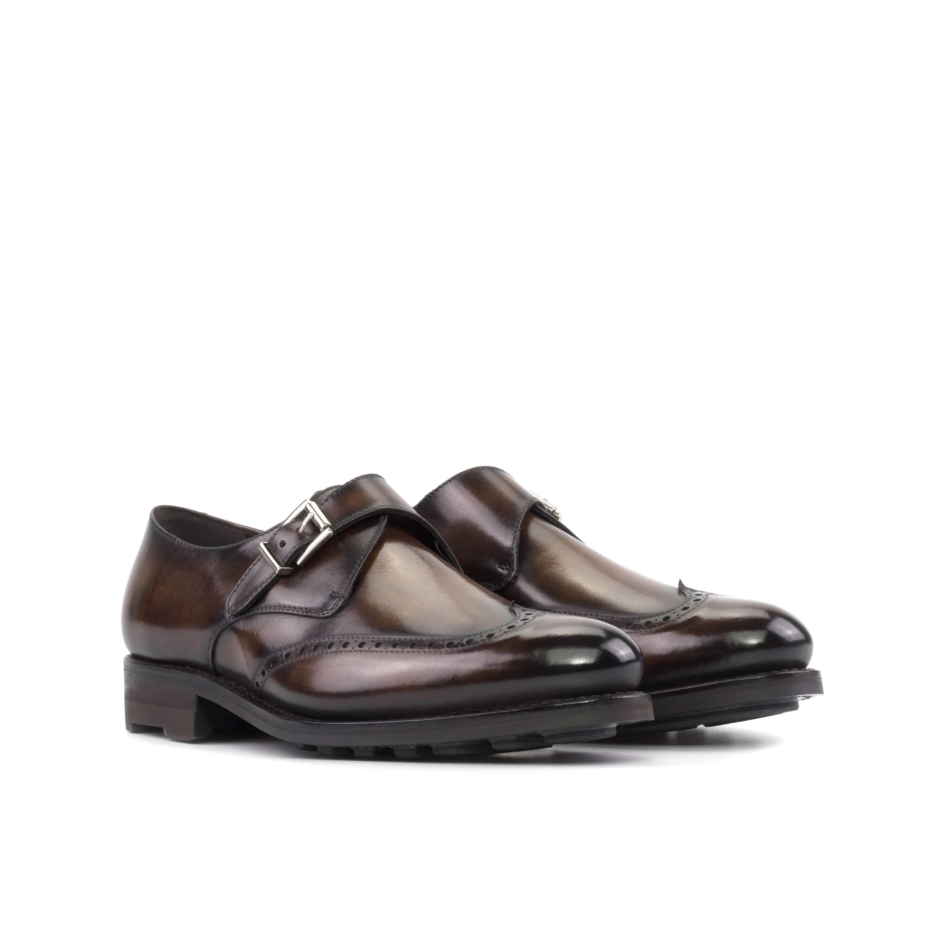 Brown leather monk strap shoes from Rockie Patina Single for a stylish fast lane look