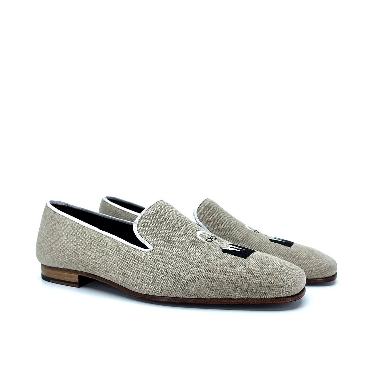 Pair of embroidered linen loafers from the Roger Drake Slipon collection