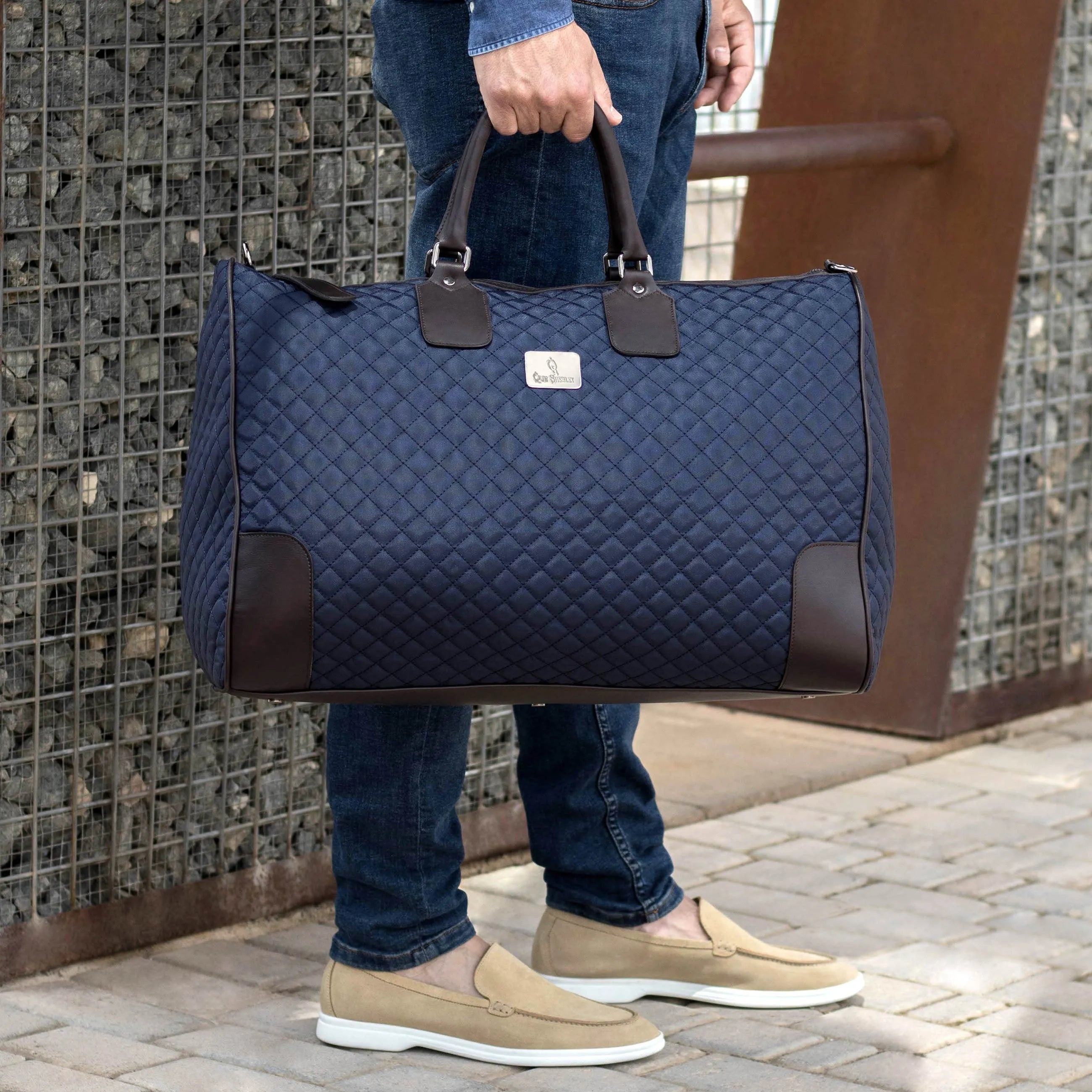 Quilted Navy Duffel Bag from the Roma Weekender Bag collection for stylish travel