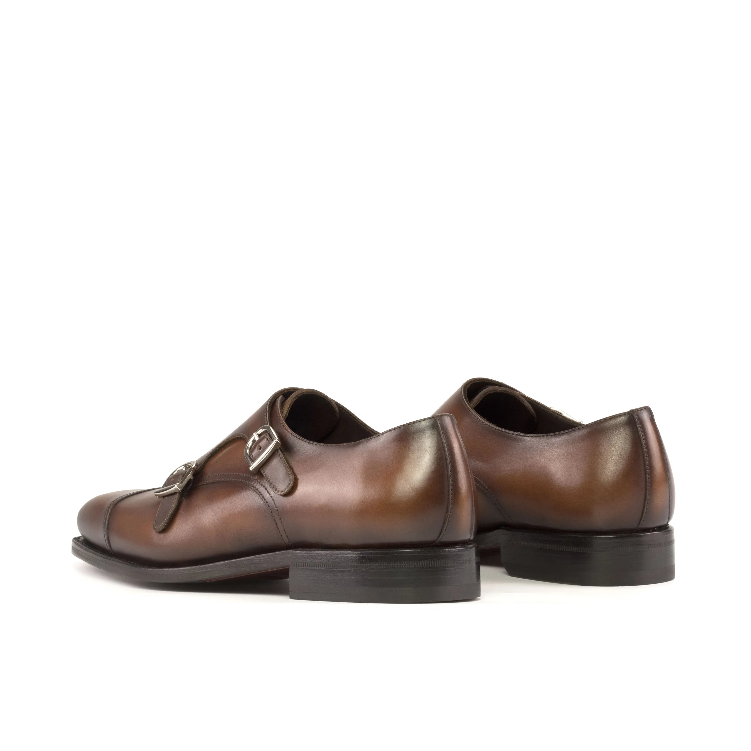 Brown leather Rosirto Double Monk II double monk strap shoes for formal occasions